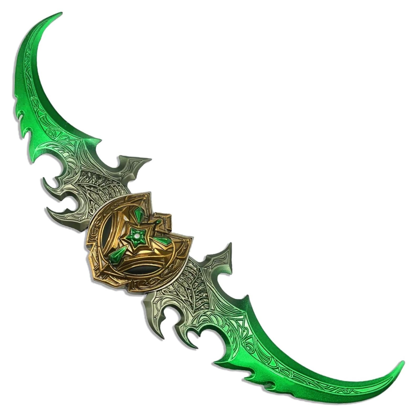 Game Weapon Life-Size Warglaive of Azzinoth Sword 10.6'' Metal Material Unsharpened Sword Cosplay Props Game Weapon Collectition Desktop Display Decoration