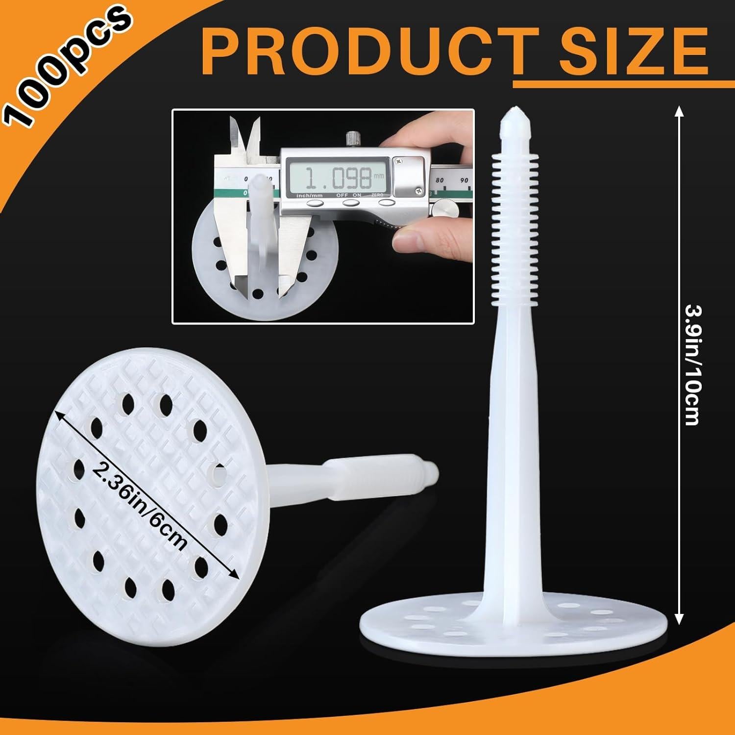 100 Sujetadores de Aislamiento Plástico Wonderjune 10 cm