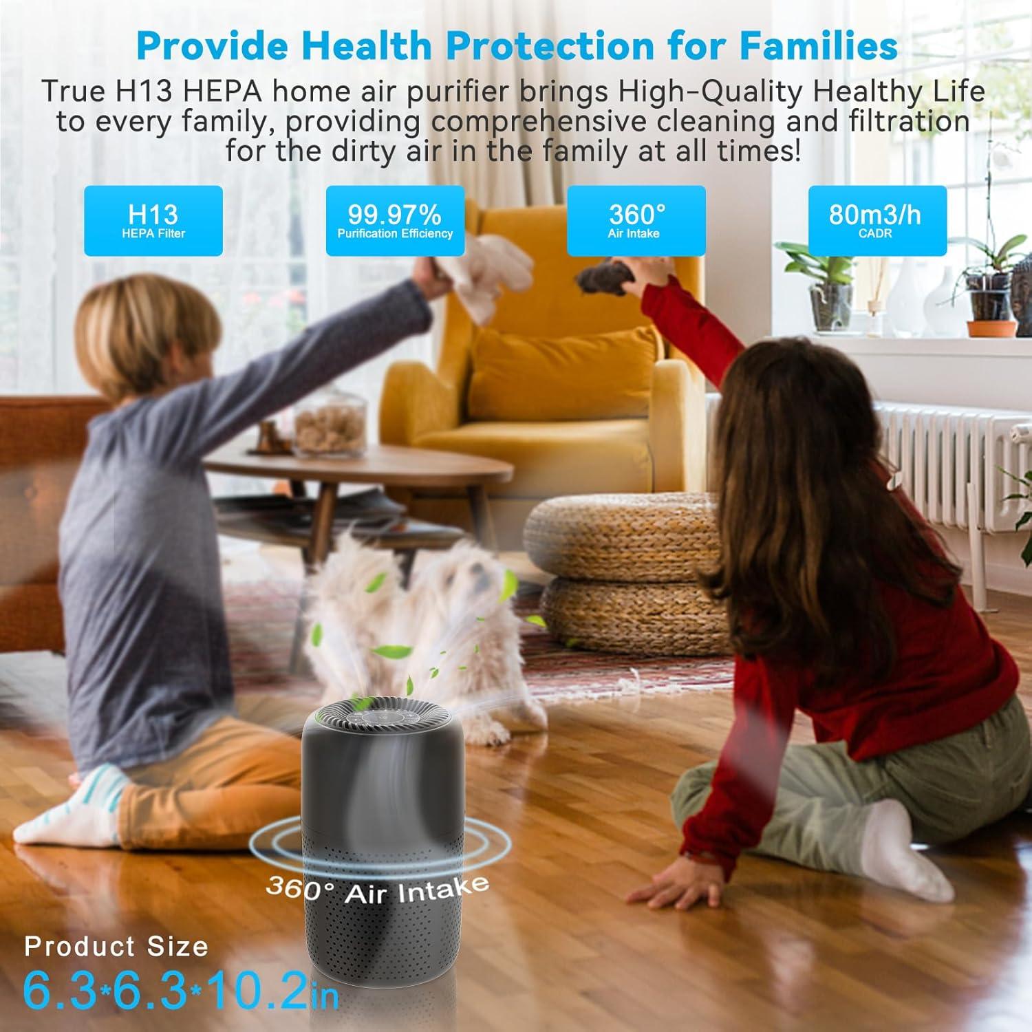 Purificador de Aire KJ50 H13 HEPA Silencioso 20dB para Dormitorio