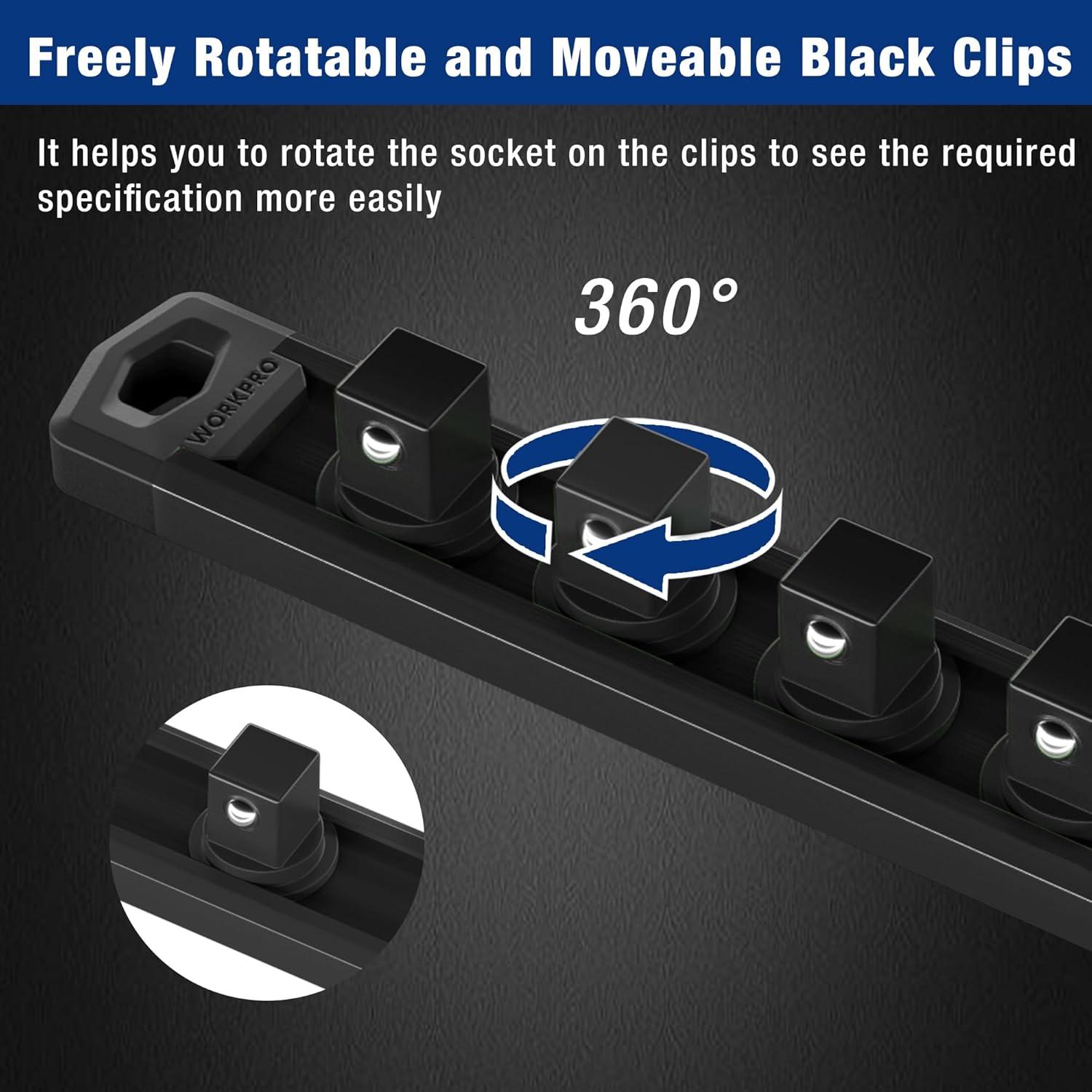 Organizador de Enchufes Magnético WORKPRO 33.5 cm Negro x 10 Clips