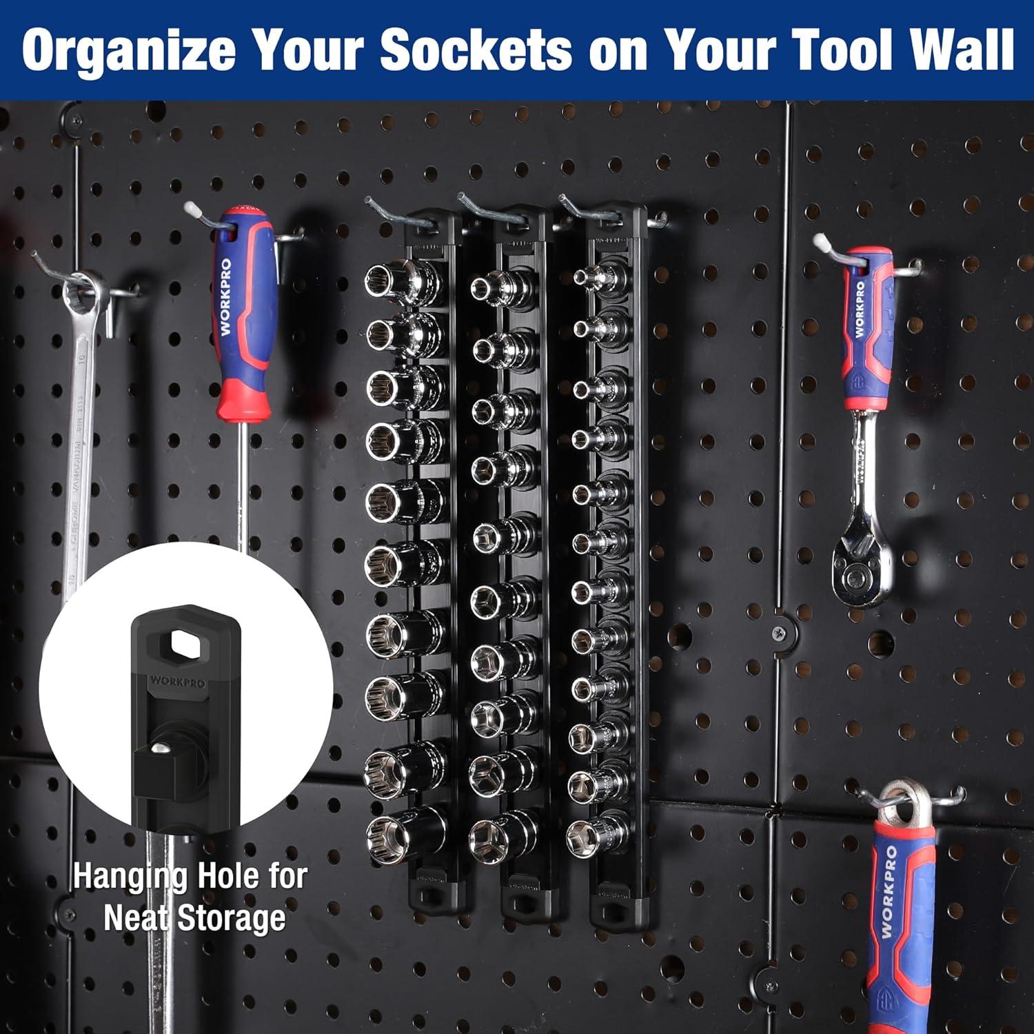 Organizador de Enchufes Magnético WORKPRO 33.5 cm Negro x 10 Clips