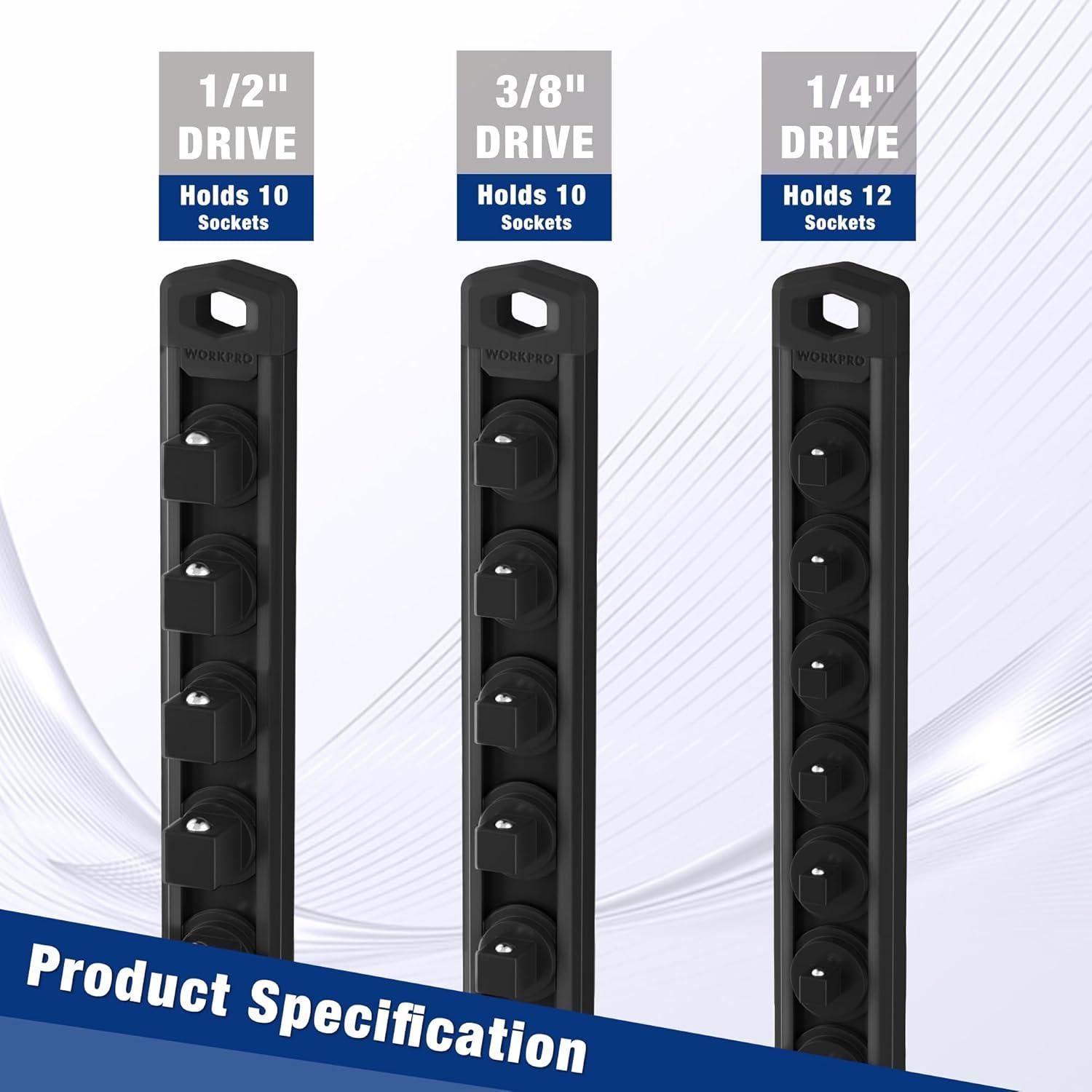 Organizador de Enchufes Magnético WORKPRO 33.5 cm Negro x 10 Clips