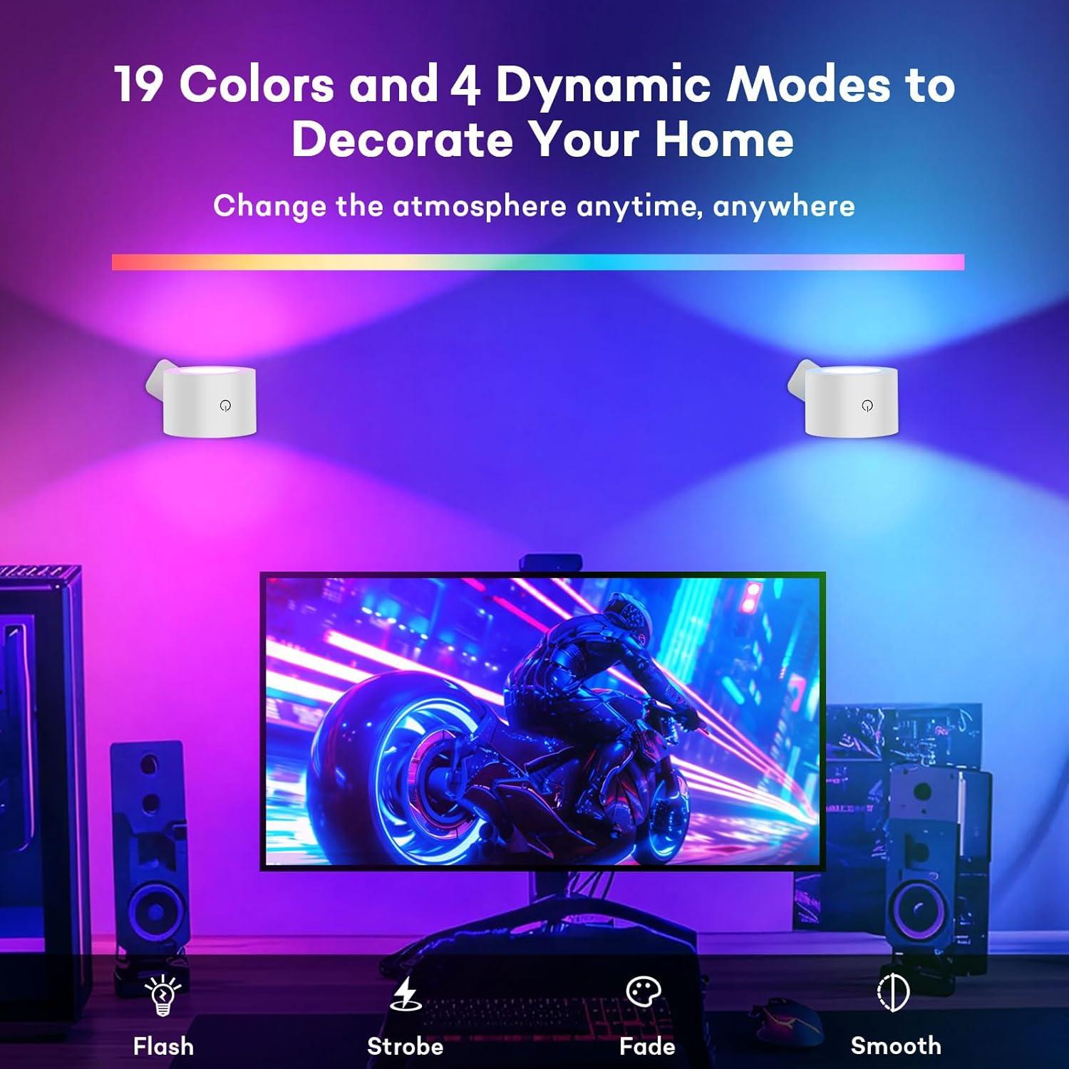 Aplique de Pared Inalámbrico Lightess SH-C6104C RGB Blanco