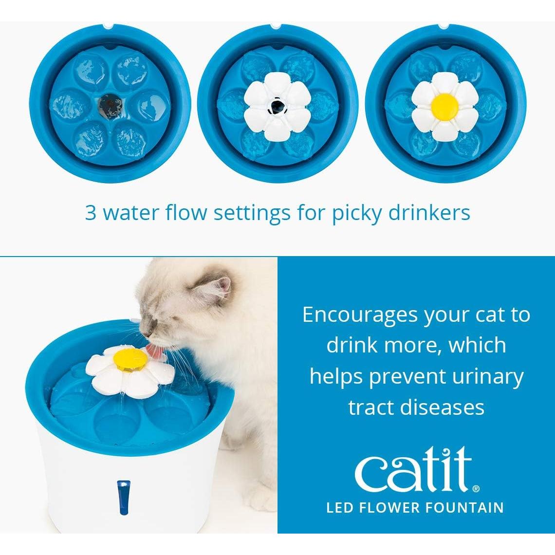Fuente de Agua LED para Gatos Catit 3L Azul con Filtro
