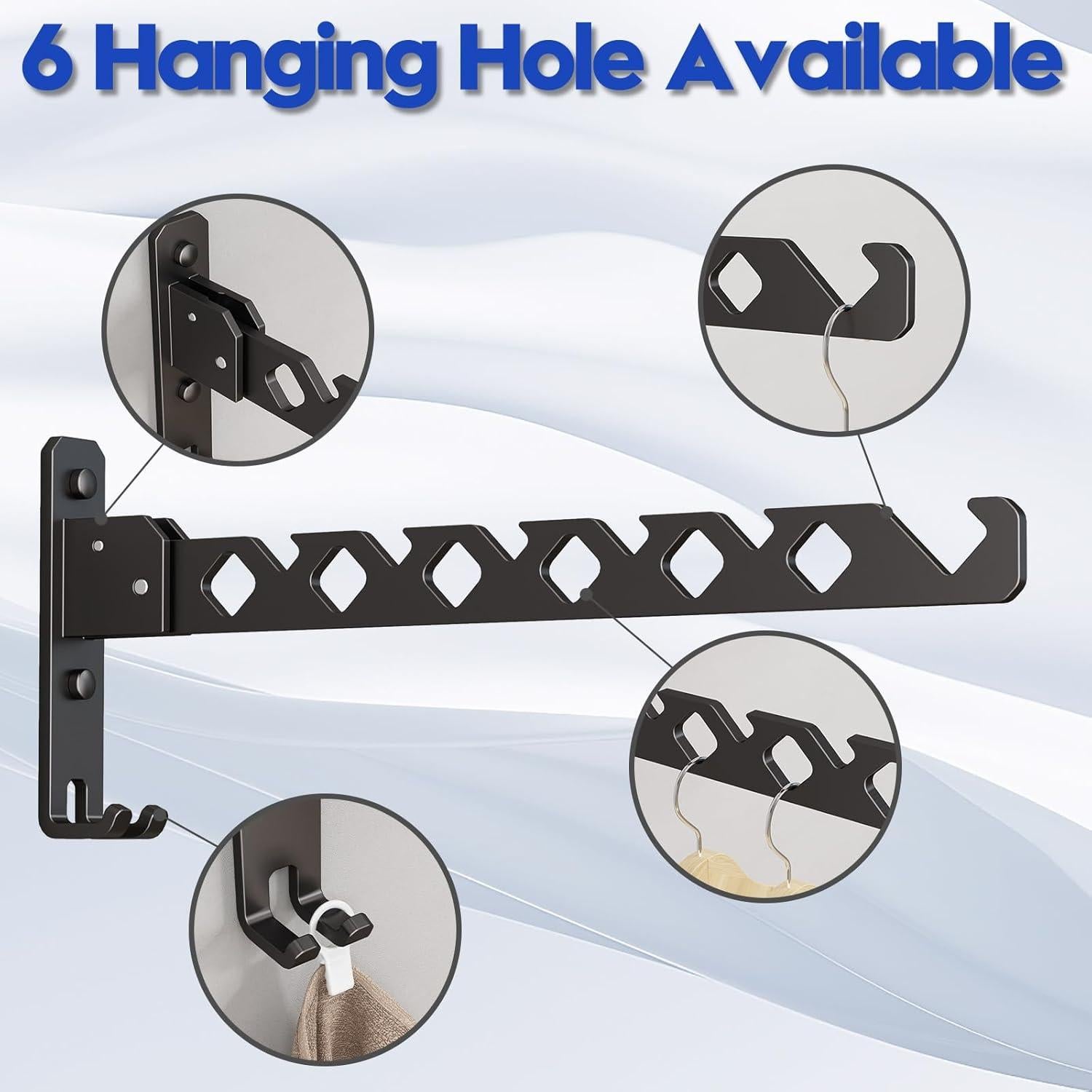 Perchero de Ropa Plegable Dancrul Negro Montado en Pared