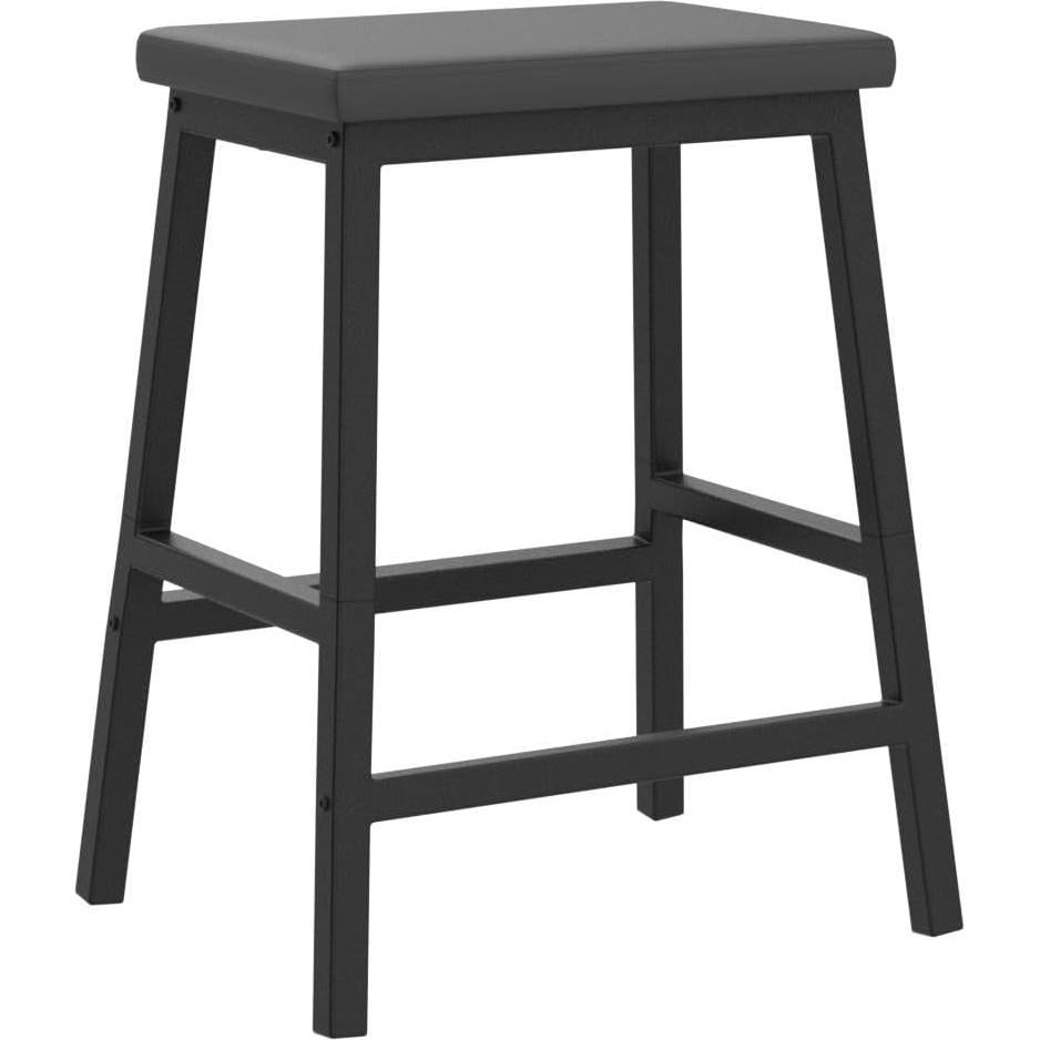 Set de 2 Taburetes de Bar HOOBRO 61 cm Cuero PU Negro