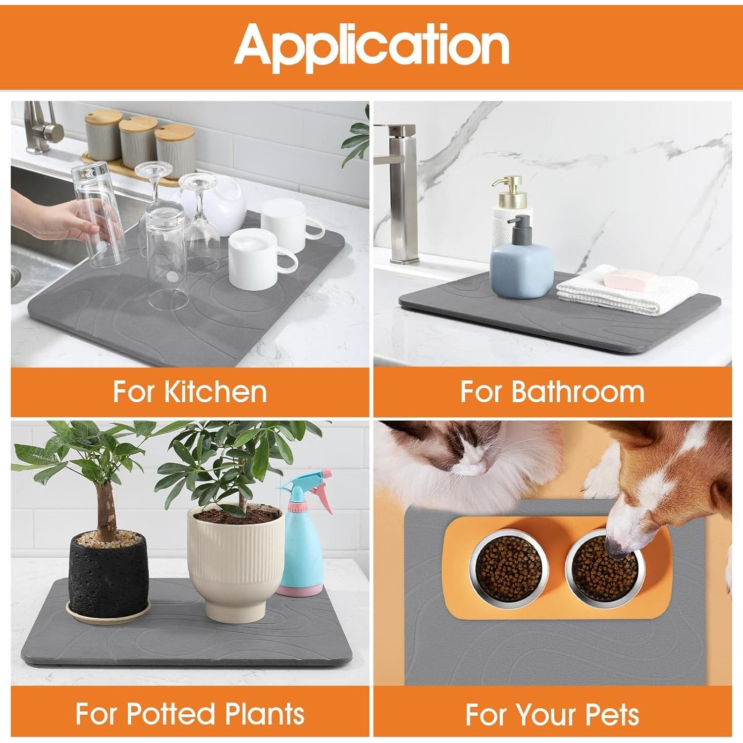 Paquete de 2 Tapetes de Diatomita Antideslizantes Snuggery 40x30cm