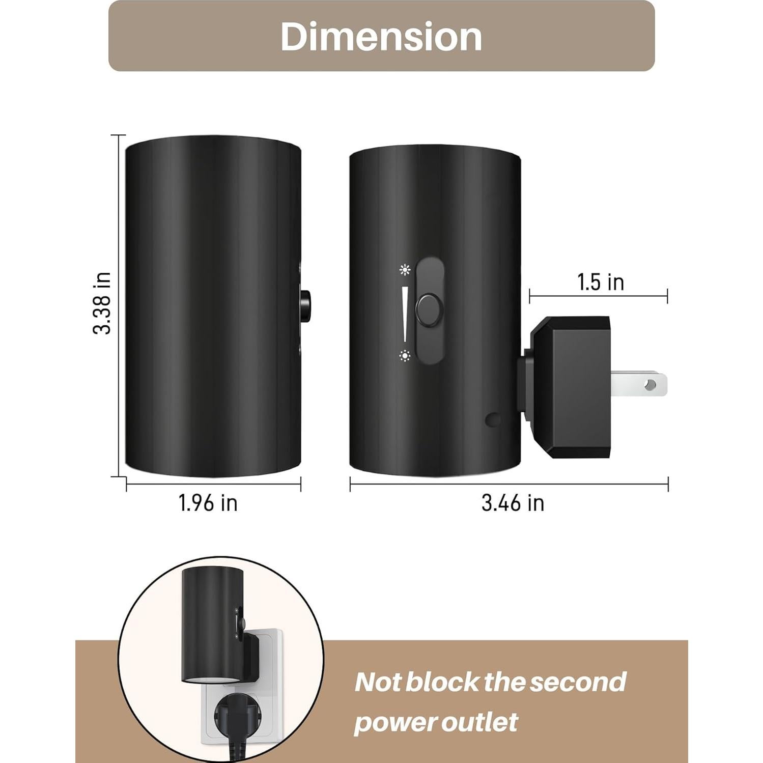 Luz Nocturna LED Enchufada KKUP2U 3000K Ajustable 0-100LM