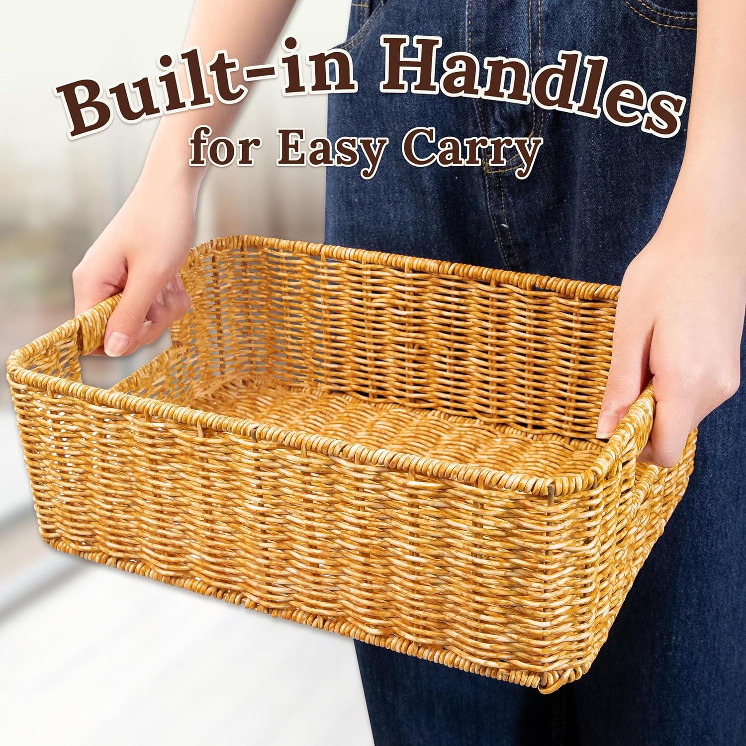 Cestas de Almacenamiento de Mimbre WeeNest Set de 3 Ámbar