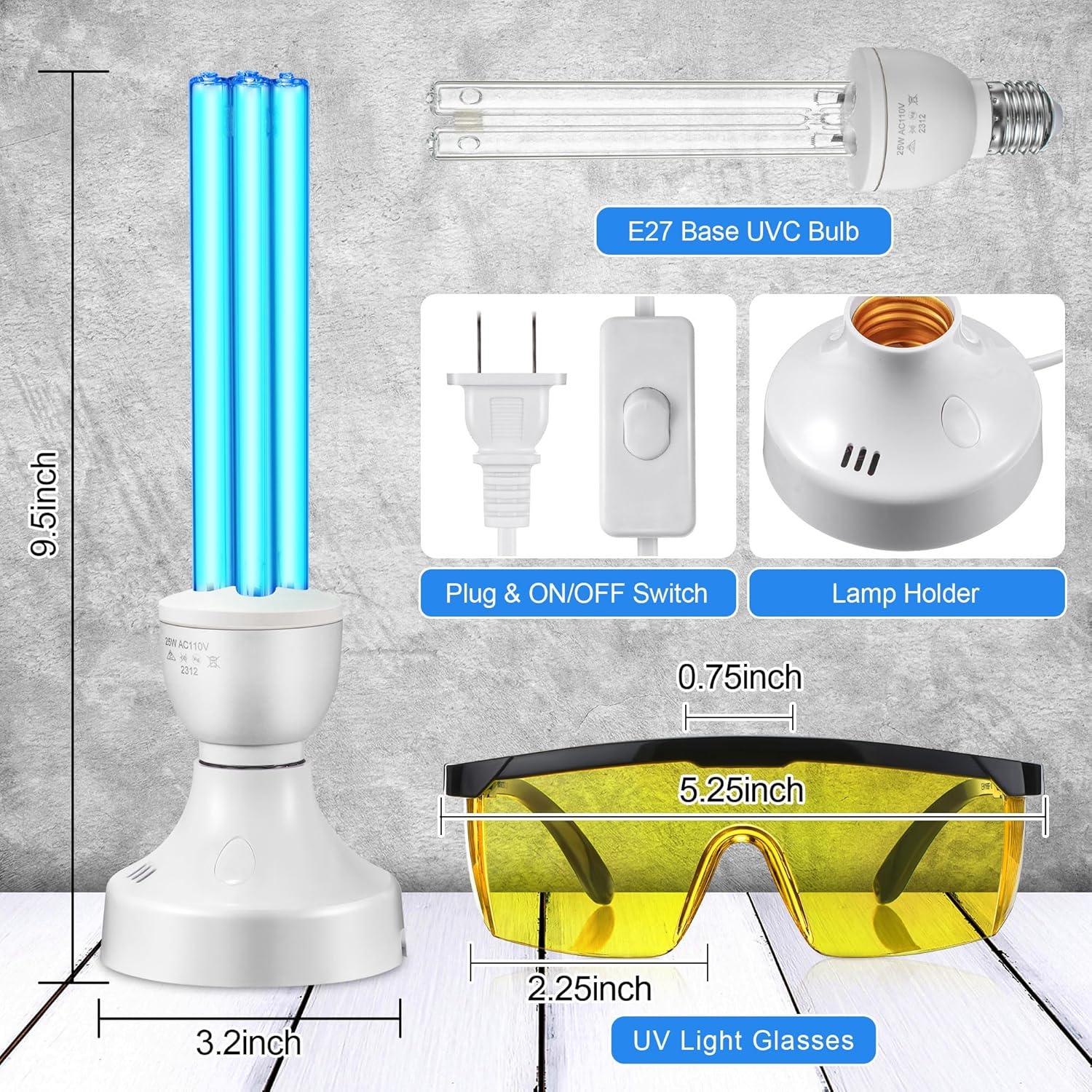 Lámpara UVC 25W Qualirey con Control Remoto y Gafas UV