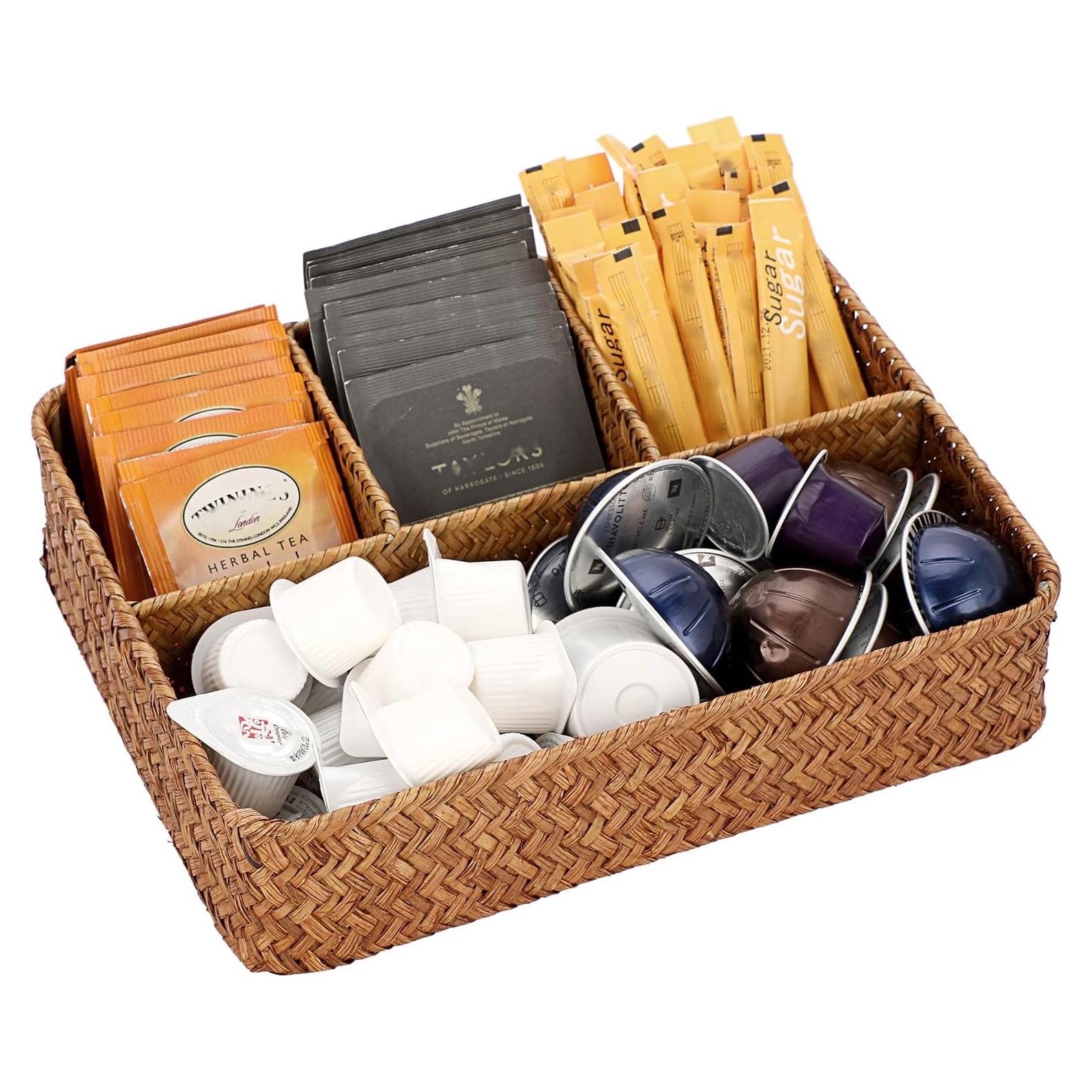 Canasta de Almacenamiento Tejida Hipiwe 4 Secciones Caramelo