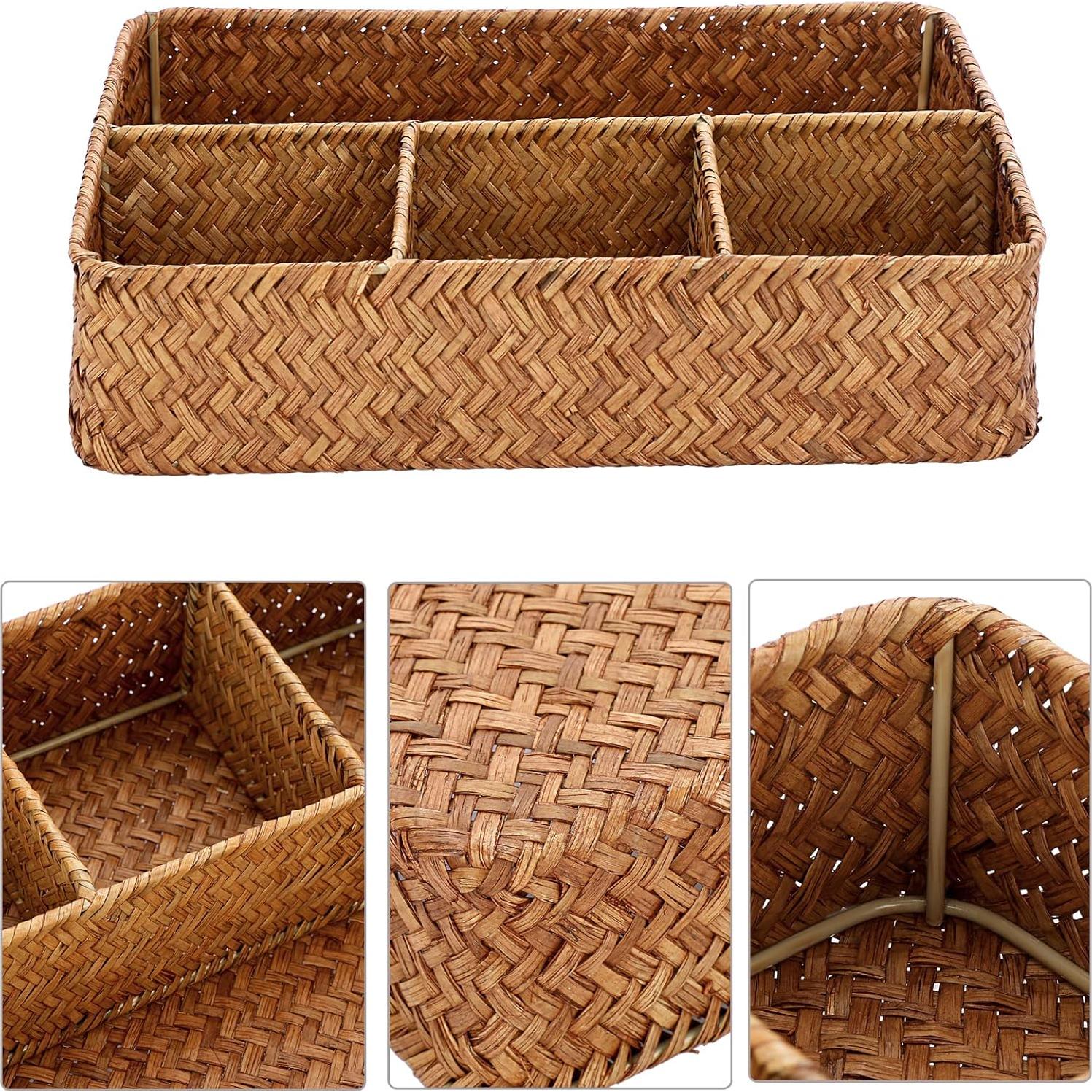 Canasta de Almacenamiento Tejida Hipiwe 4 Secciones Caramelo