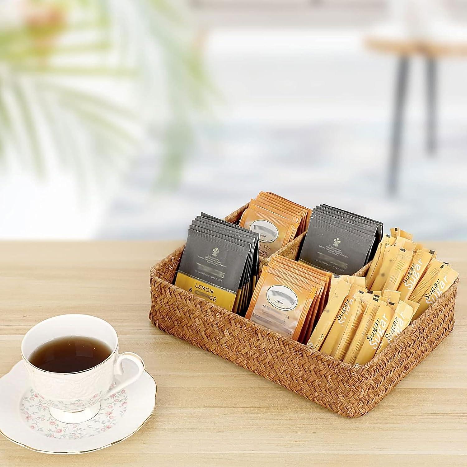 Canasta de Almacenamiento Tejida Hipiwe 4 Secciones Caramelo