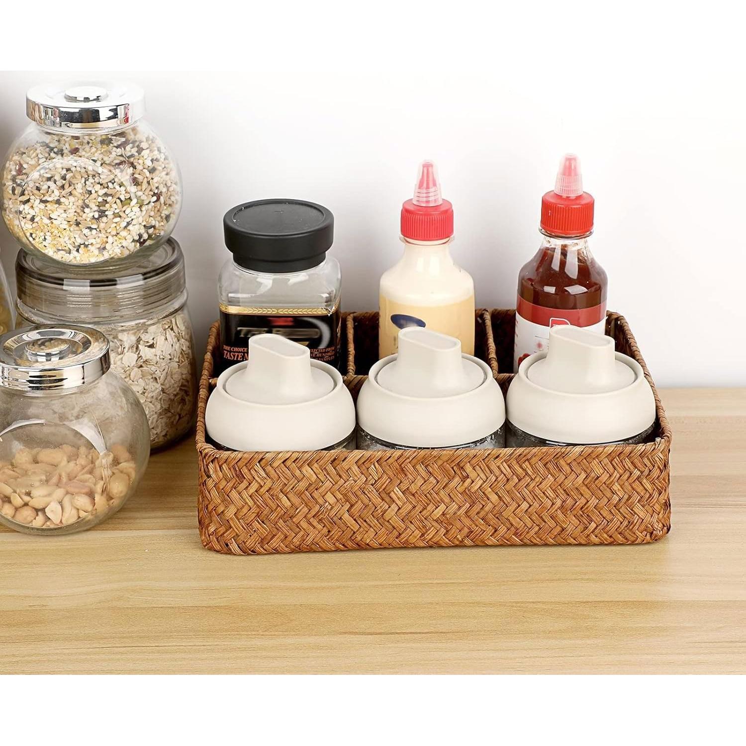 Canasta de Almacenamiento Tejida Hipiwe 4 Secciones Caramelo