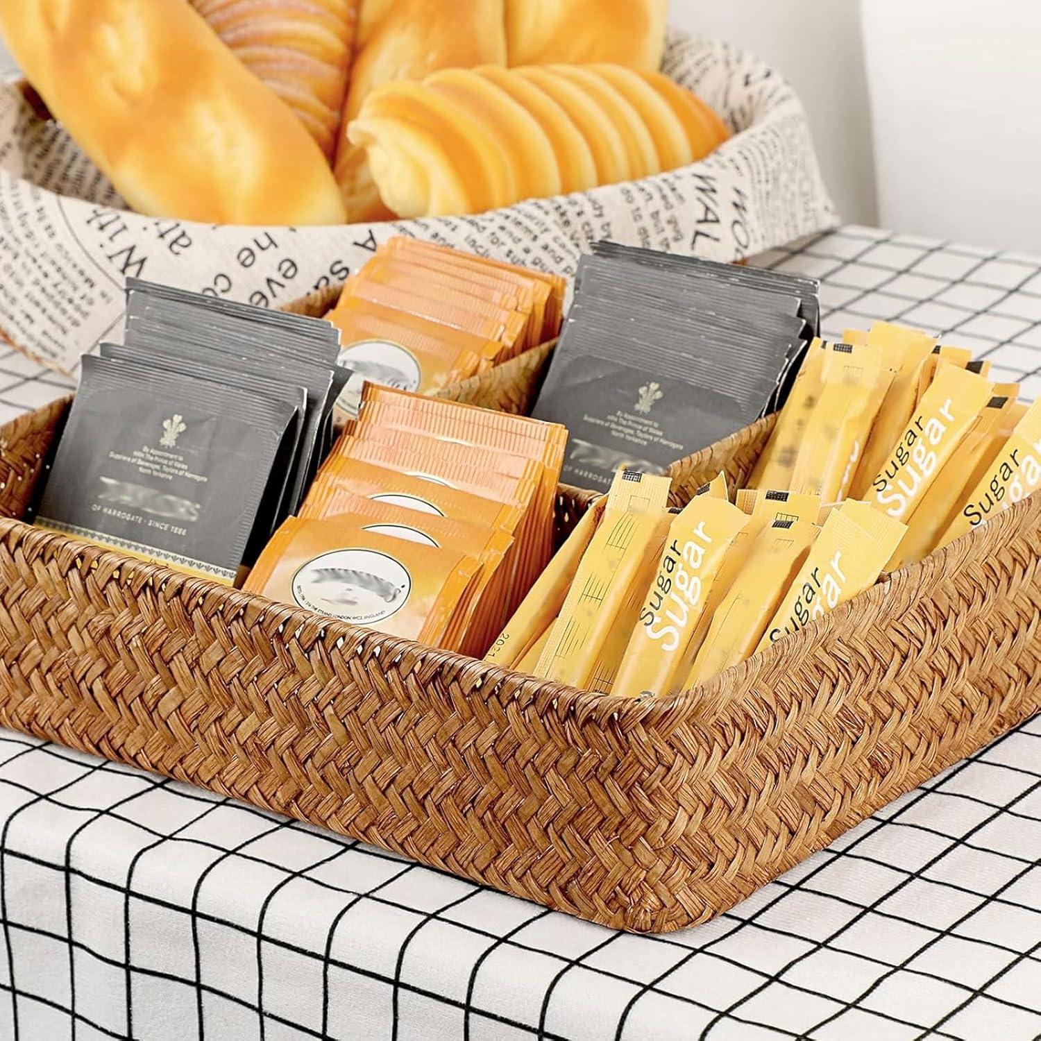 Canasta de Almacenamiento Tejida Hipiwe 4 Secciones Caramelo