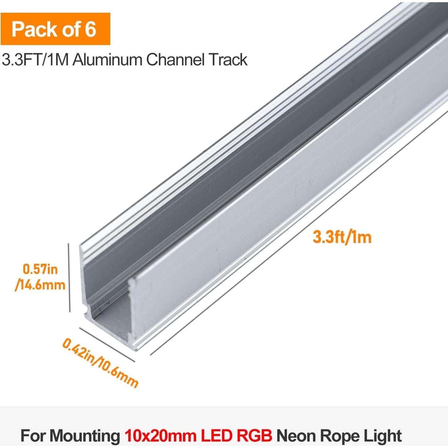 Soporte de Canal de Aluminio Shine Decor 1M para Luces Neón 10x20mm