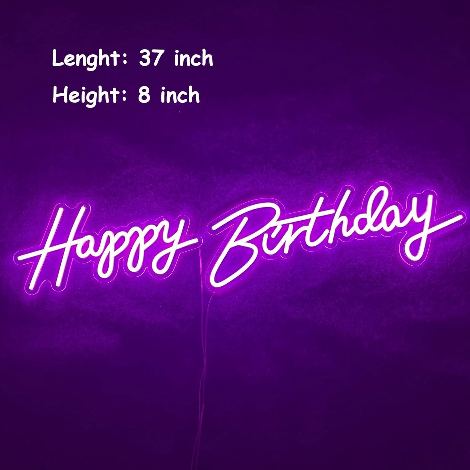 Letrero de Neón Feliz Cumpleaños ASIUXIRS 94x20 cm Rosa