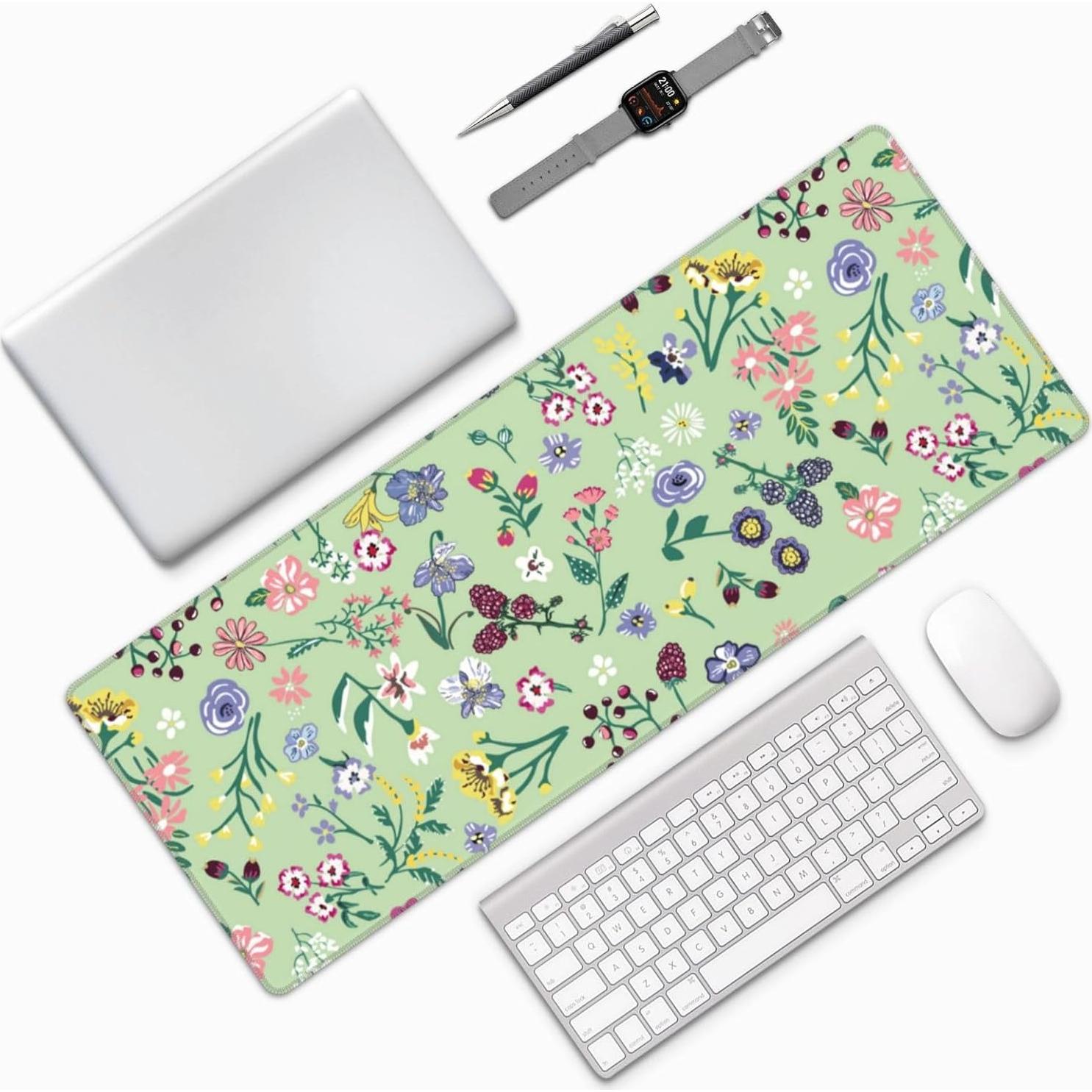 Alfombrilla de Ratón Moremohome Verde Floral 30x80 cm