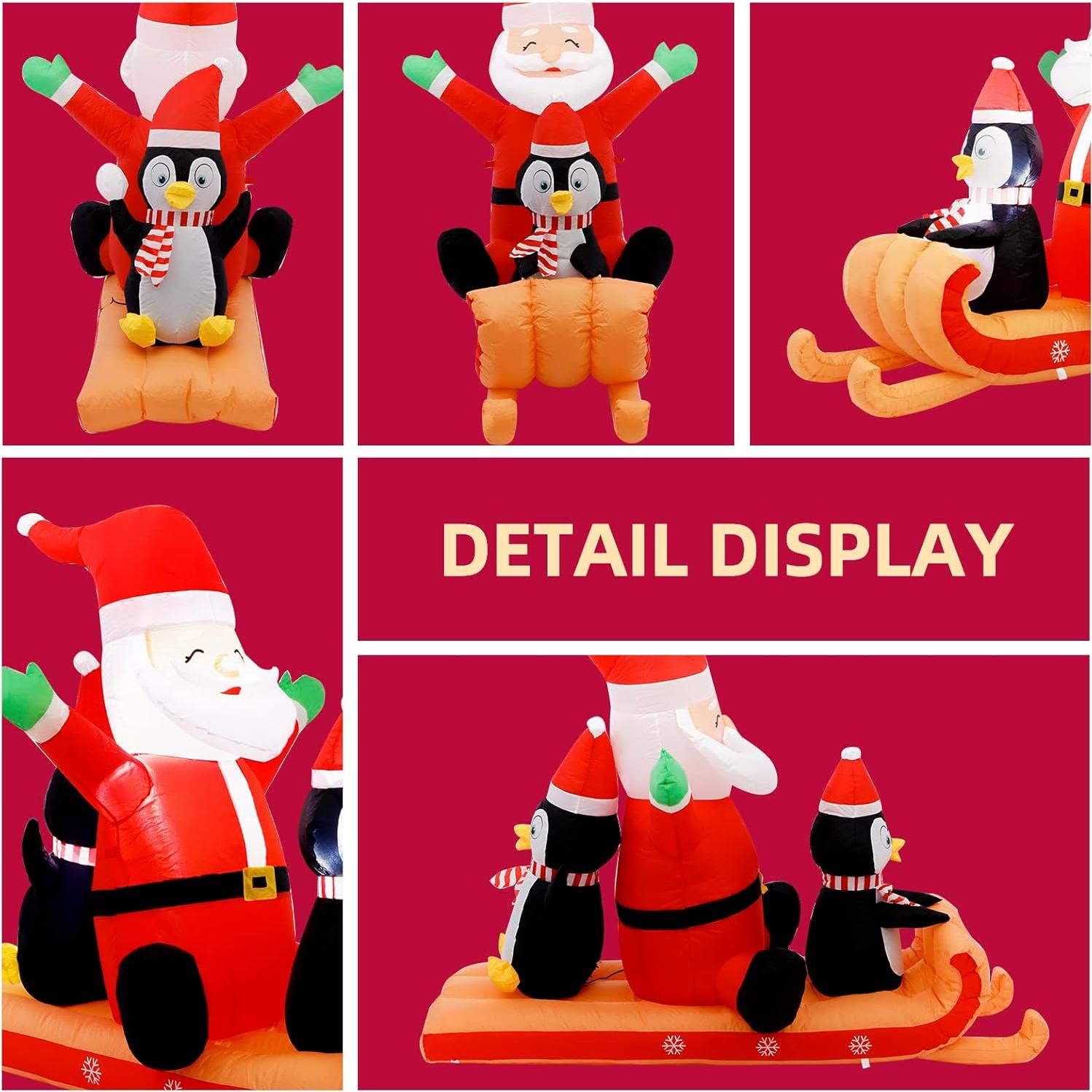 Decoración Inflable Navidad 6FT JOYDECOR Santa y Pingüinos LED