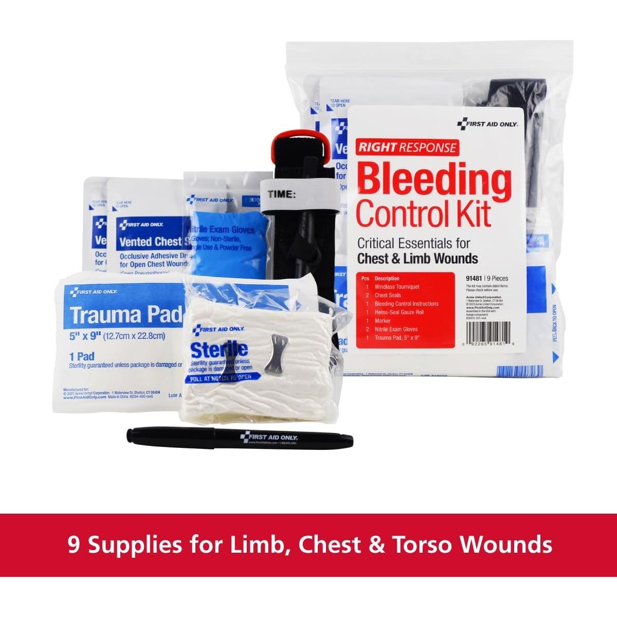Kit de Control de Sangrado First Aid Only 91481 - 9 Piezas para Heridas
