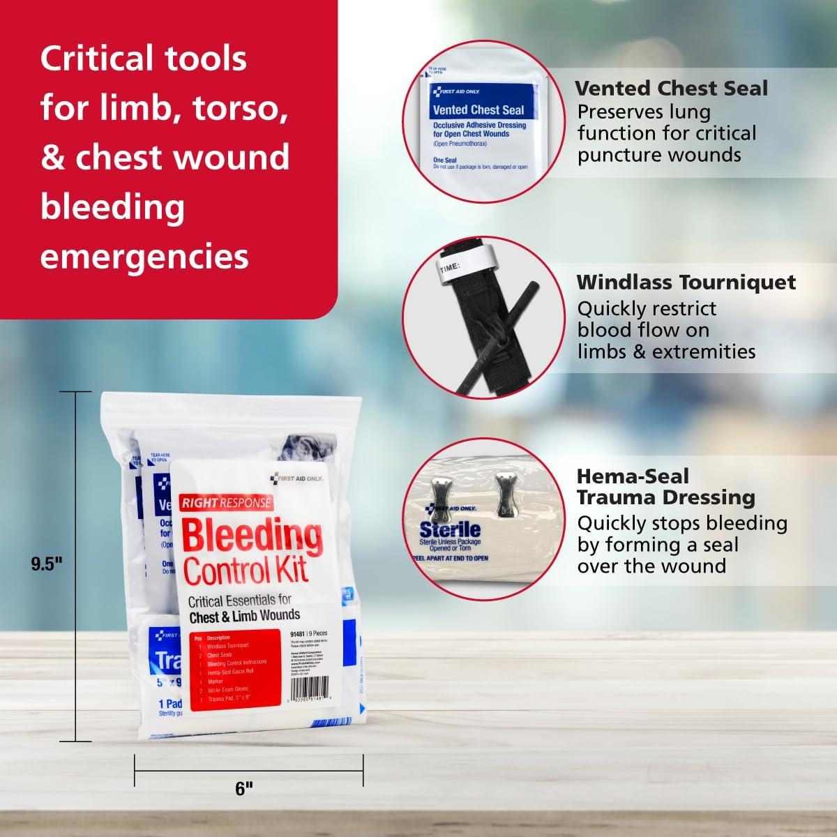 Kit de Control de Sangrado First Aid Only 91481 - 9 Piezas para Heridas