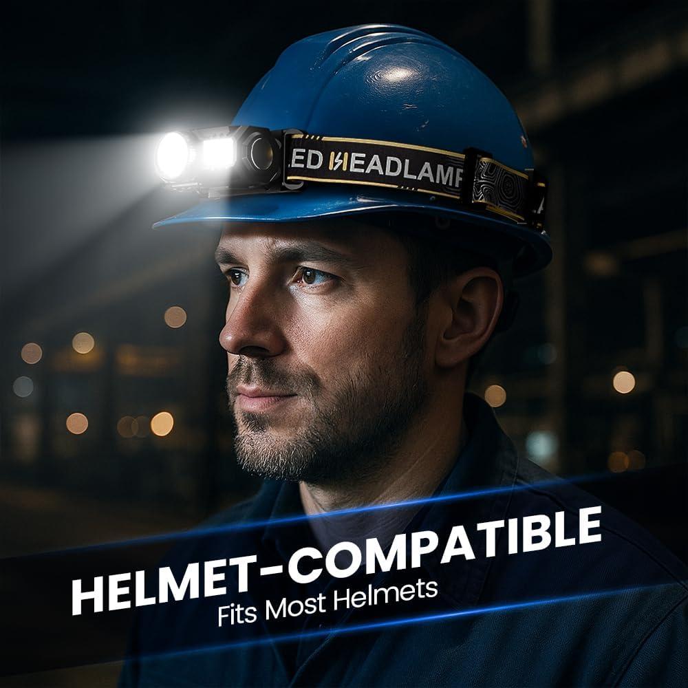 Linterna Frontal Recargable USB-C SHILIPAI 4 LED IPX4 Naranja