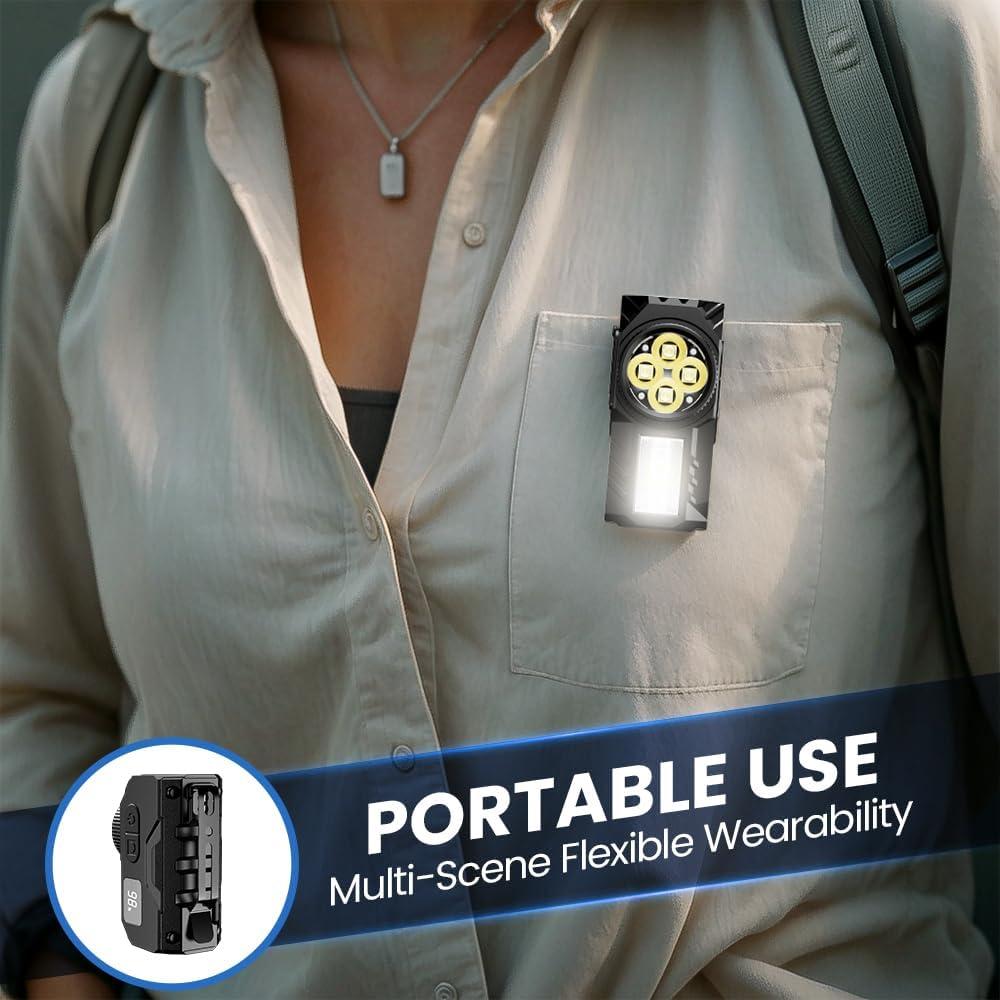 Linterna Frontal Recargable USB-C SHILIPAI 4 LED IPX4 Naranja