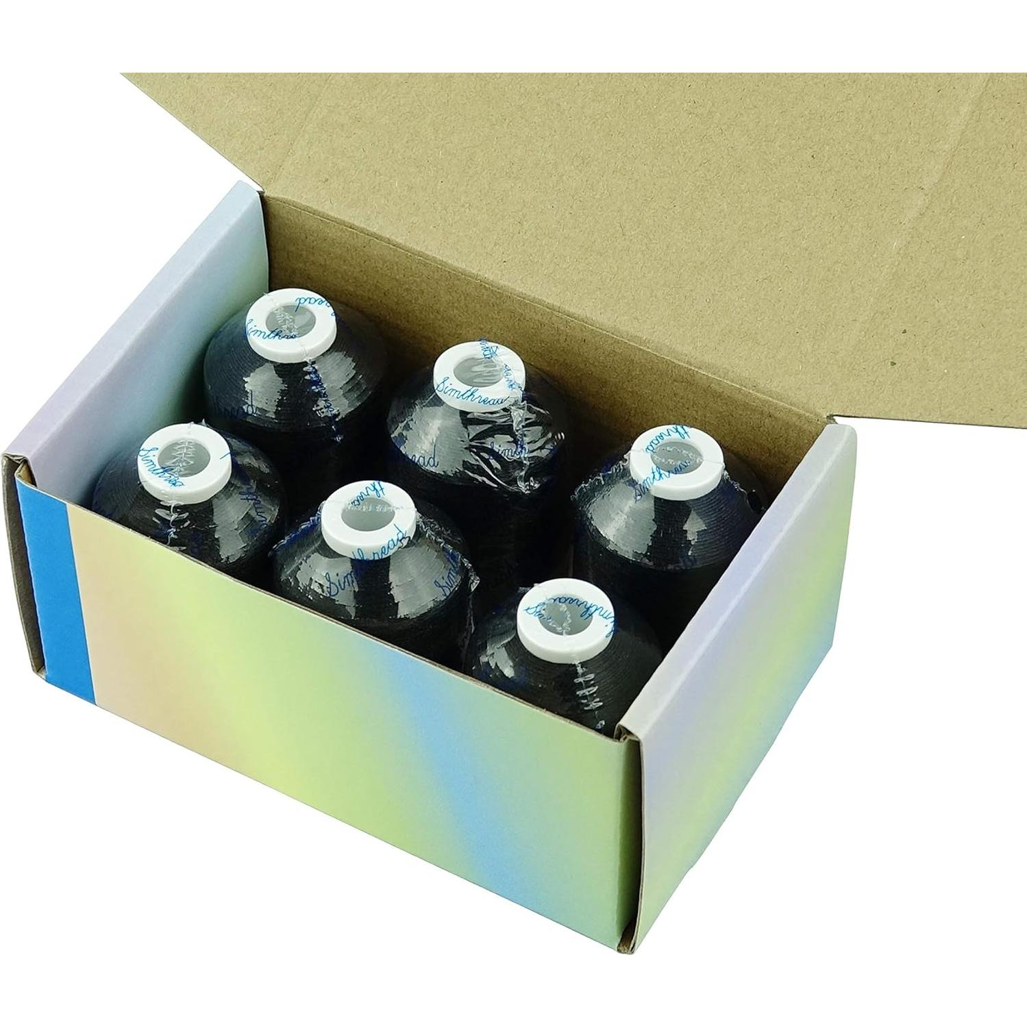 Hilo de Bordado de Poliéster Simthread 6 Carretes 1000M Negro