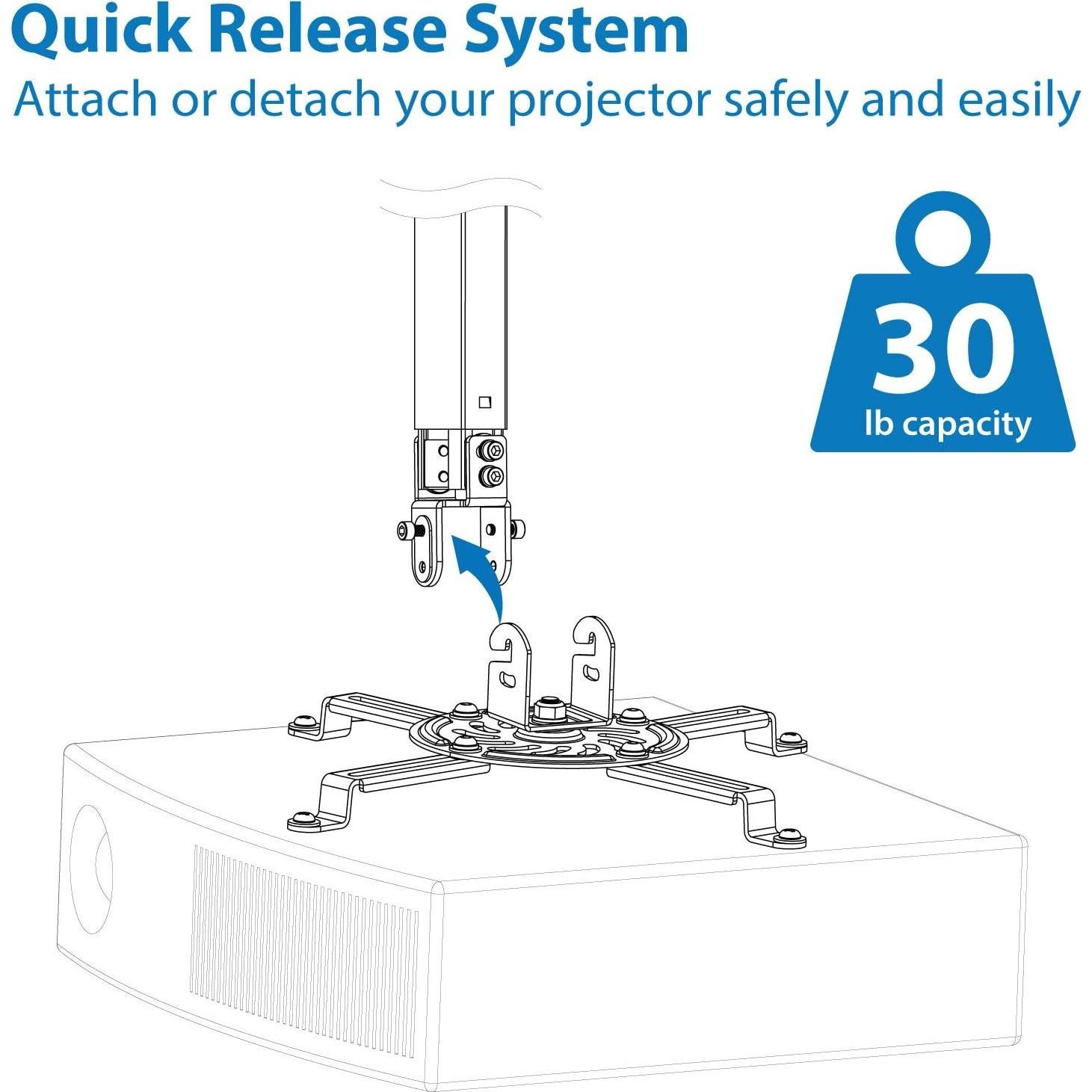 Soporte de Proyector de Techo Mount-It! Ajustable 36.8-54.6 cm