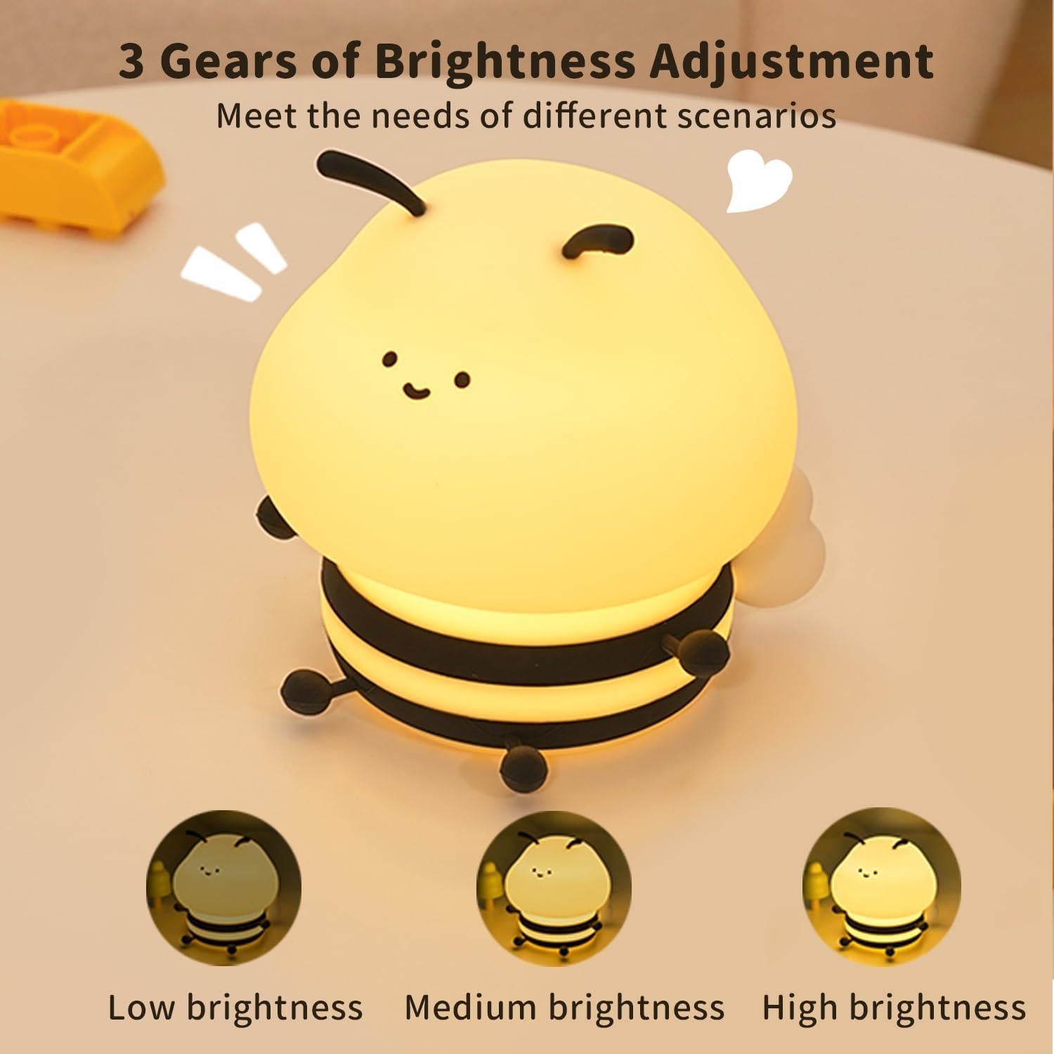 Luz Nocturna LED Abeja Myratts Regulable Recargable 12cm