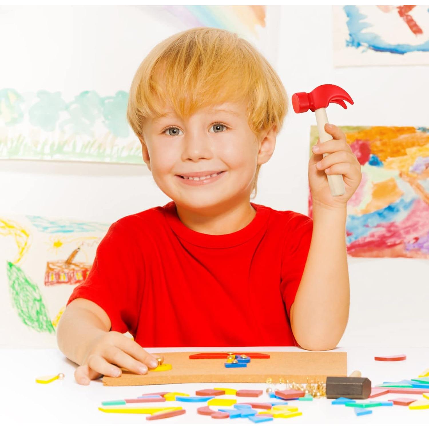 Martillo de Madera Fowecelt para Niños 16.5x7.6cm Rojo