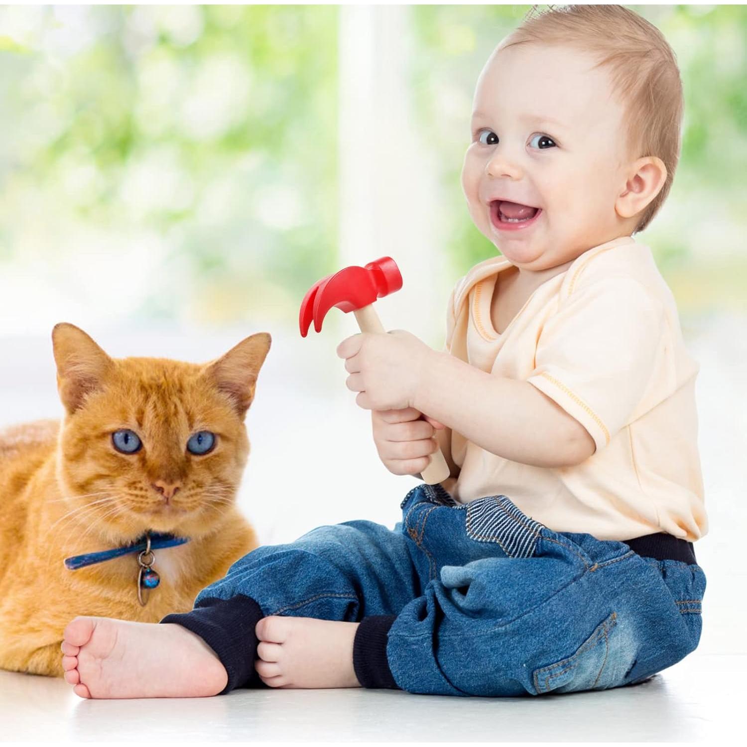 Martillo de Madera Fowecelt para Niños 16.5x7.6cm Rojo