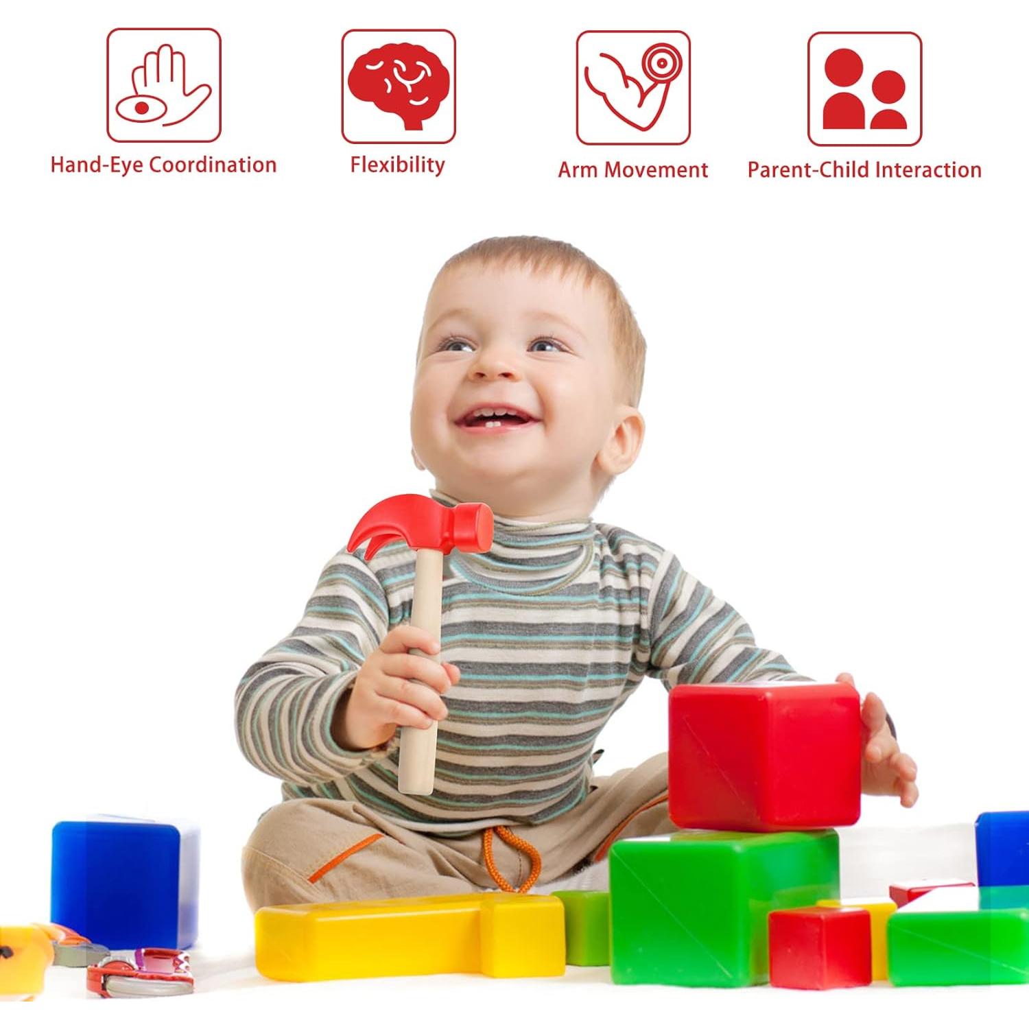 Paquete de 2 Martillos de Madera Hxezoc para Niños