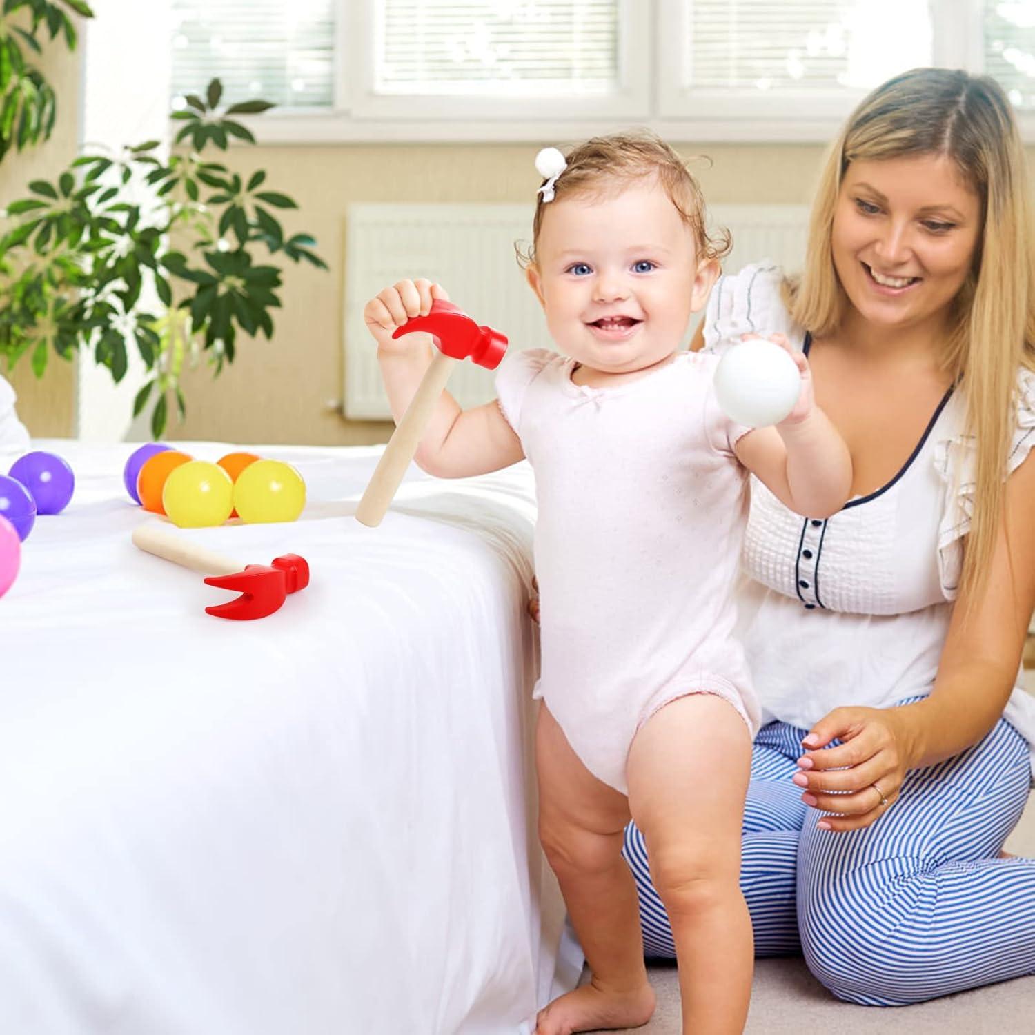 Paquete de 2 Martillos de Madera Hxezoc para Niños