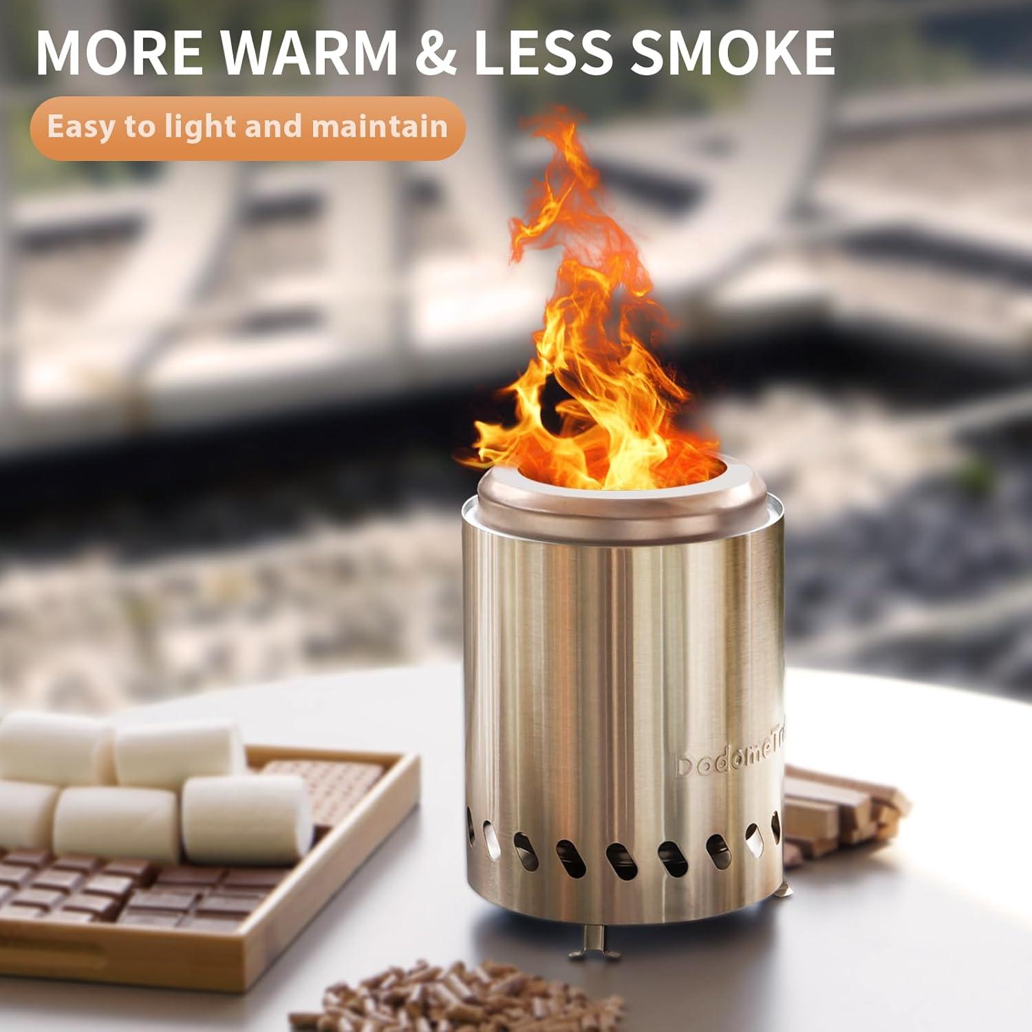 Hoguera Portátil Sin Humo Dodometrek 14cm Acero Inoxidable