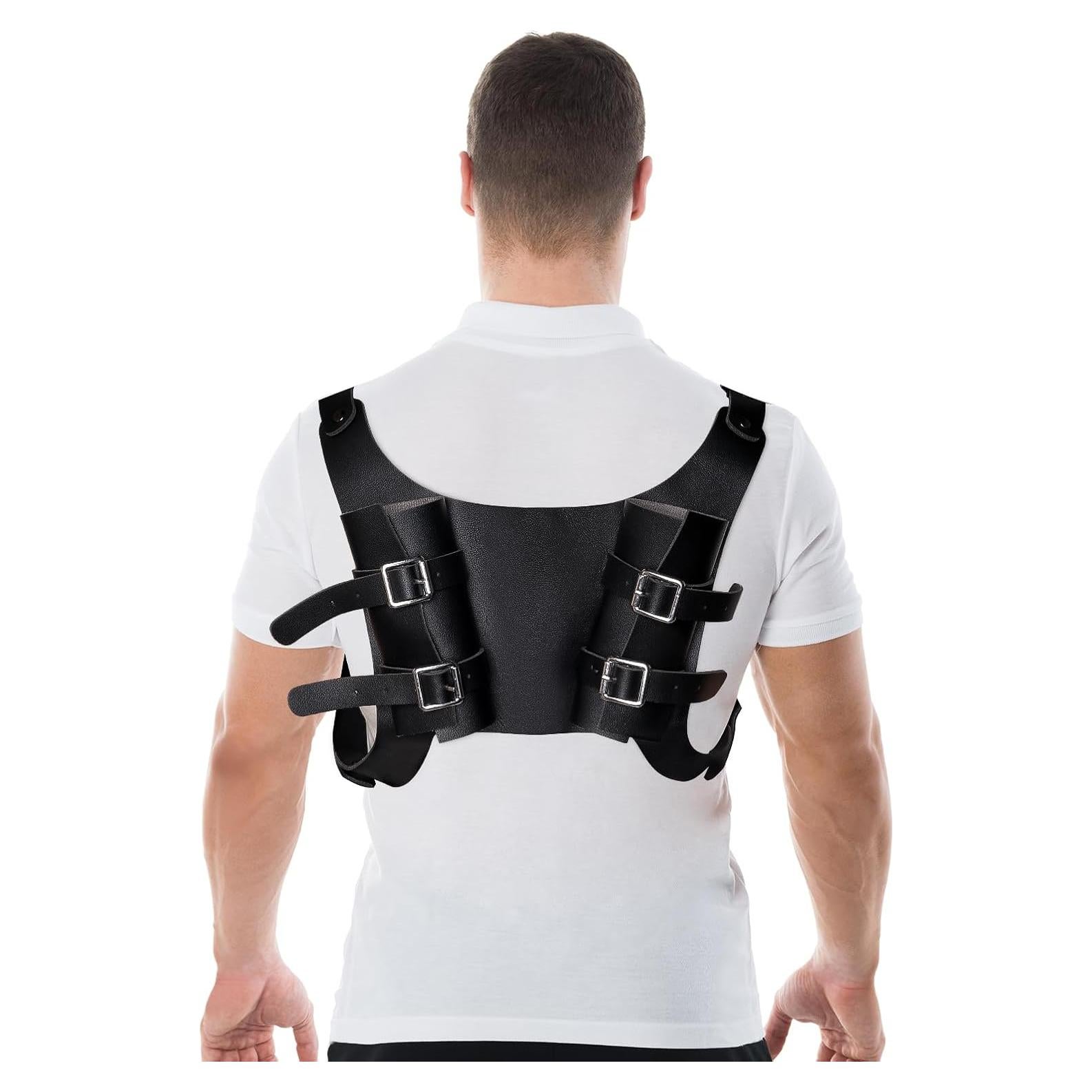 Funda Doble de Espada Medieval Pistha - Cuero Sintético Negro