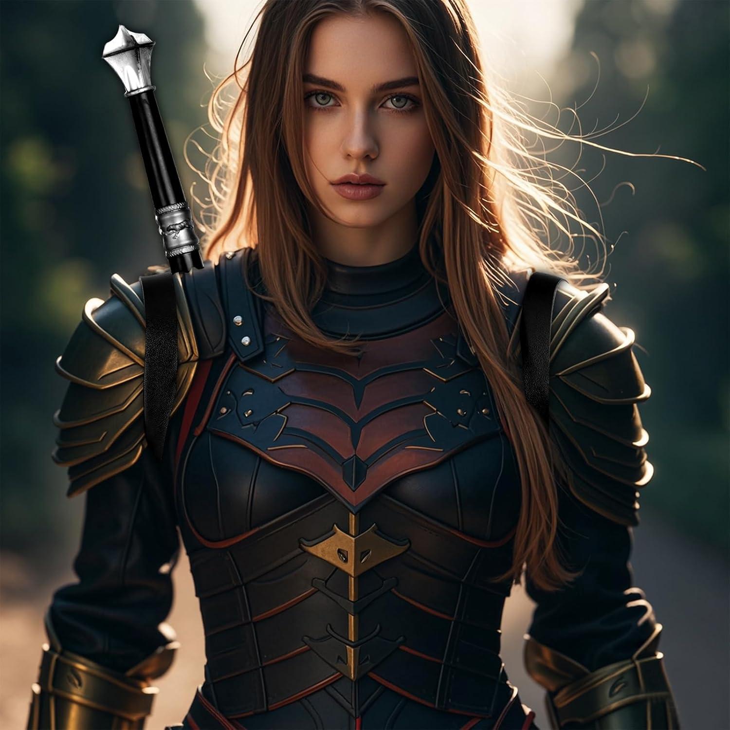 Funda Doble de Espada Medieval Pistha - Cuero Sintético Negro