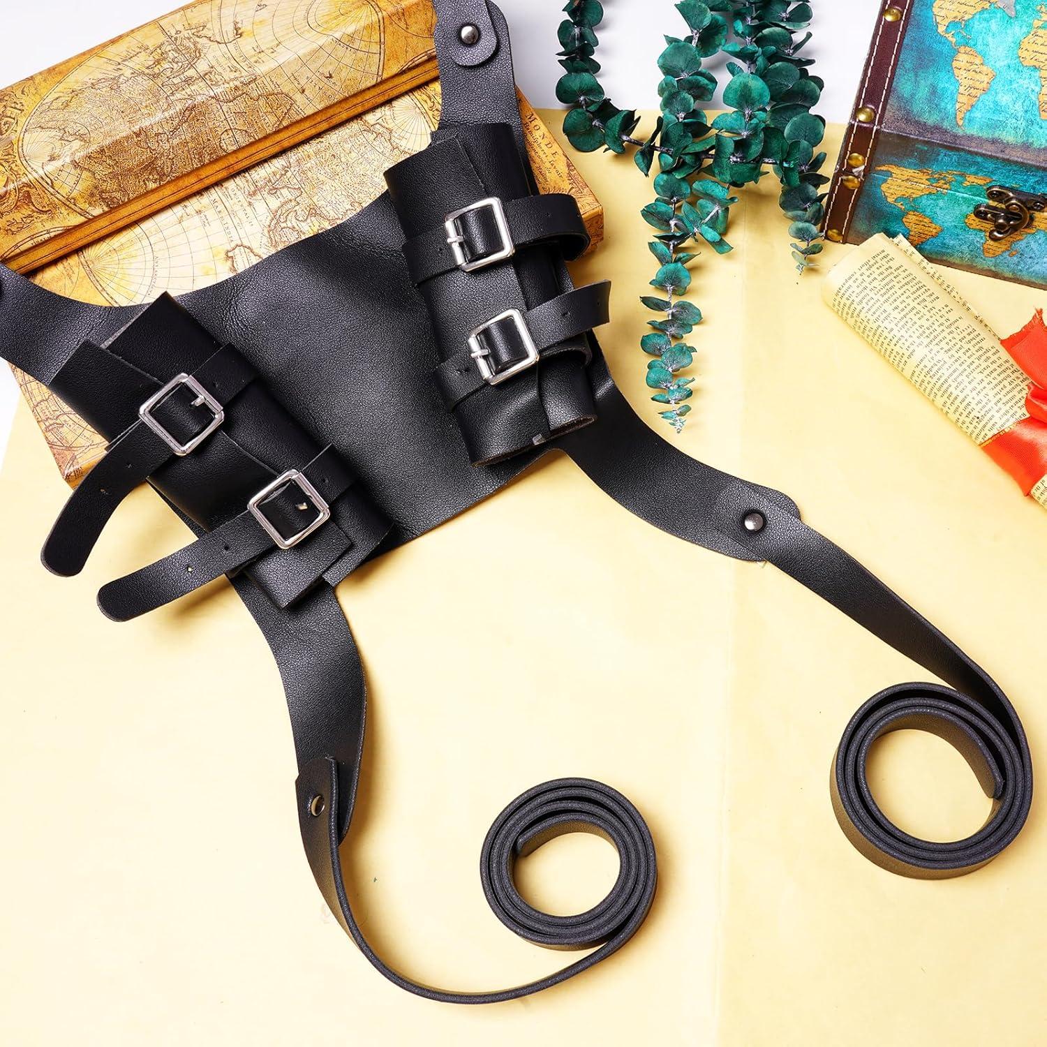 Funda Doble de Espada Medieval Pistha - Cuero Sintético Negro