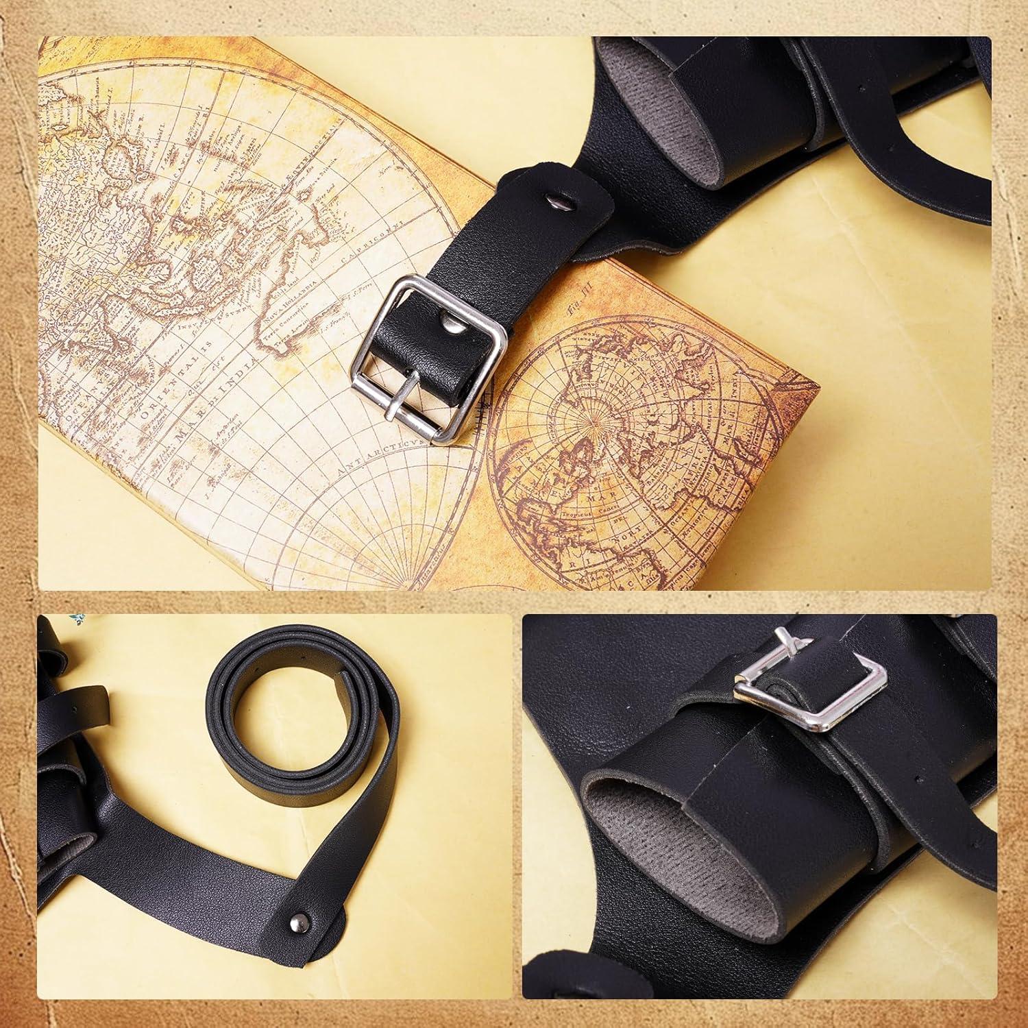 Funda Doble de Espada Medieval Pistha - Cuero Sintético Negro