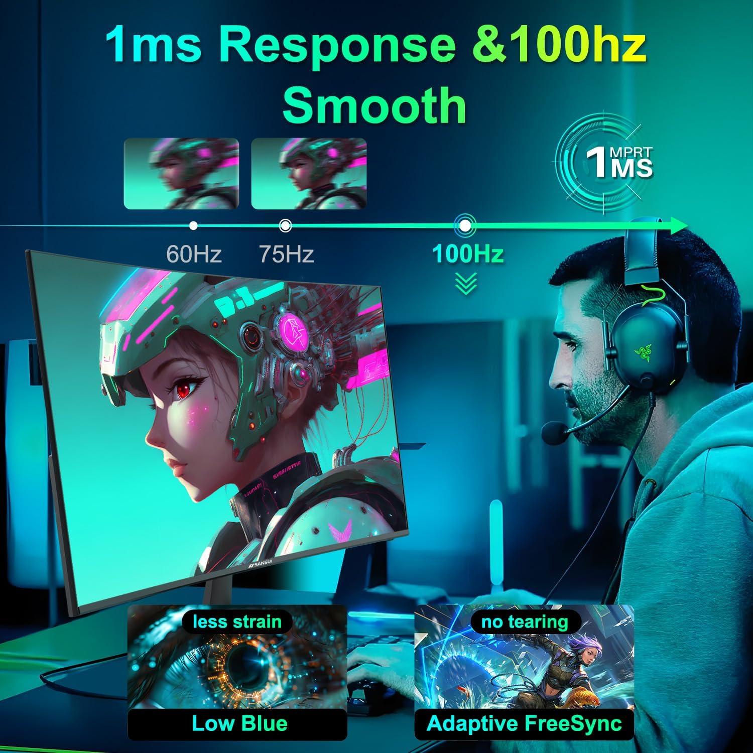 Monitor Curvo SANSUI 27" 100Hz FHD 1080p USB-C Altavoces