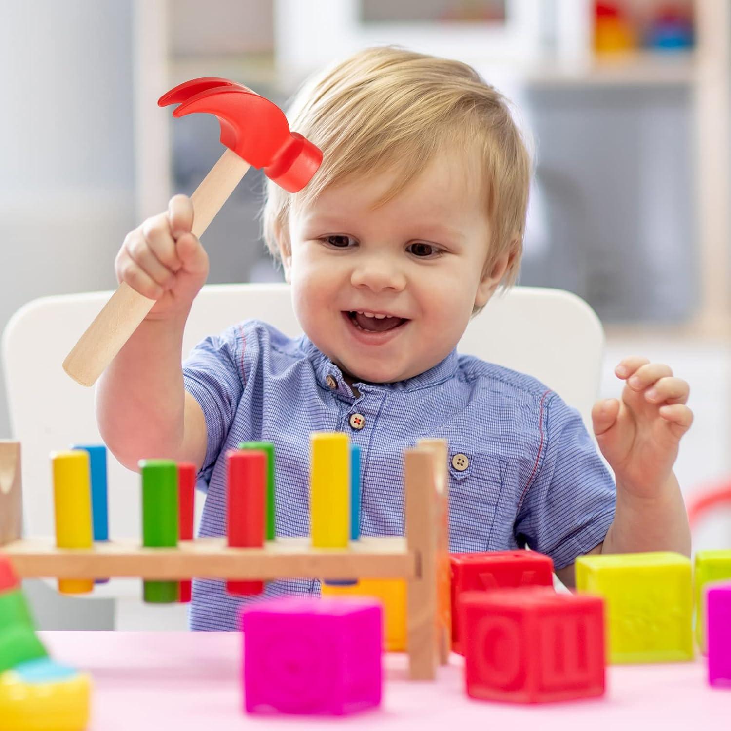 Lewtemi 8 Martillos de Madera Juguete Educativo 16.5 cm