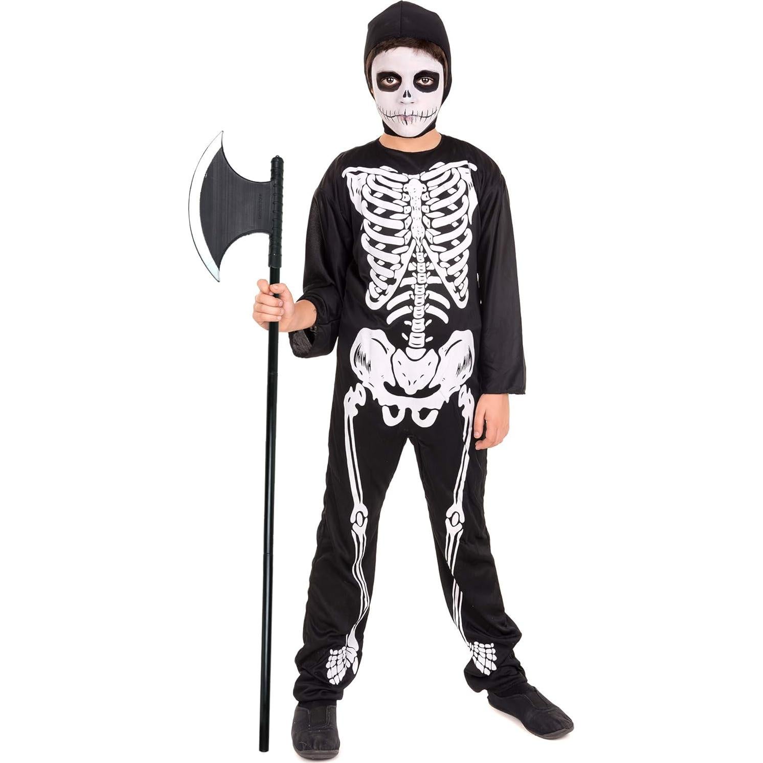 Hacha de disfraz medieval Skeleteen 114 cm para Halloween