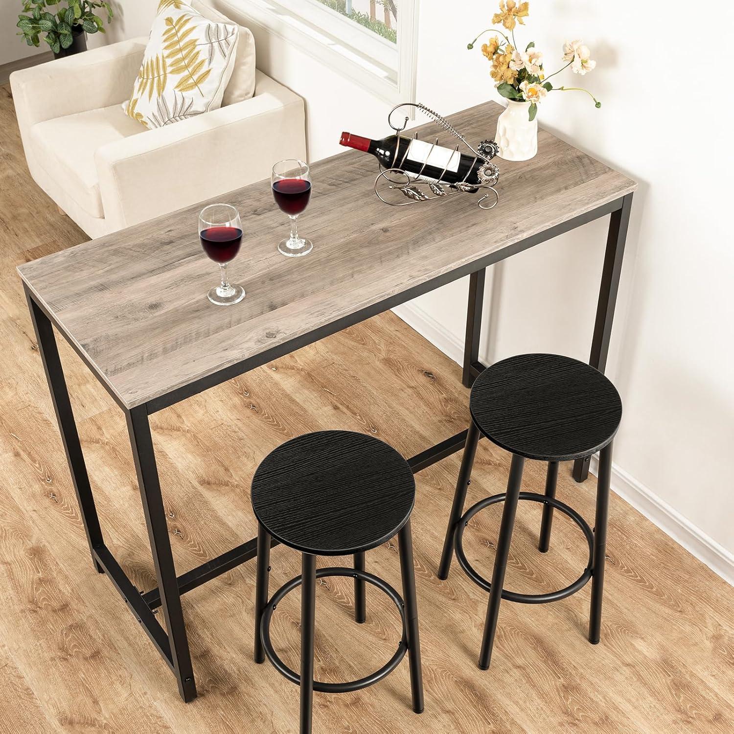 Conjunto de Taburetes de Bar HOOBRO Negro BK03BY01N1 30x64cm