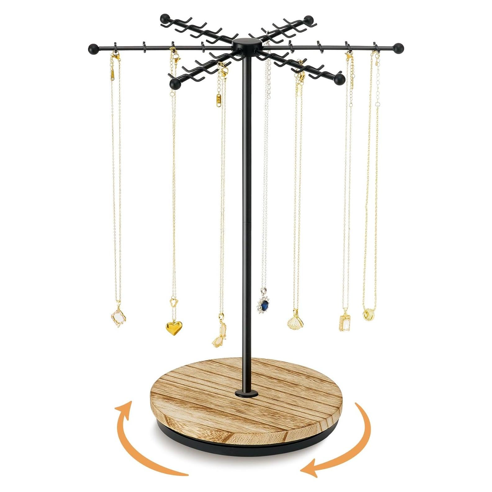 Soporte para Collares Poyilooo Negro - Organizador Rotativo 48 Ganchos