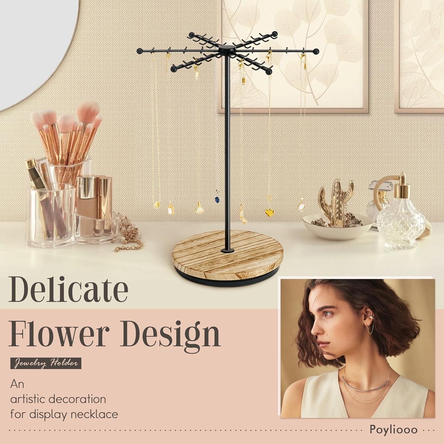 Soporte para Collares Poyilooo Negro - Organizador Rotativo 48 Ganchos