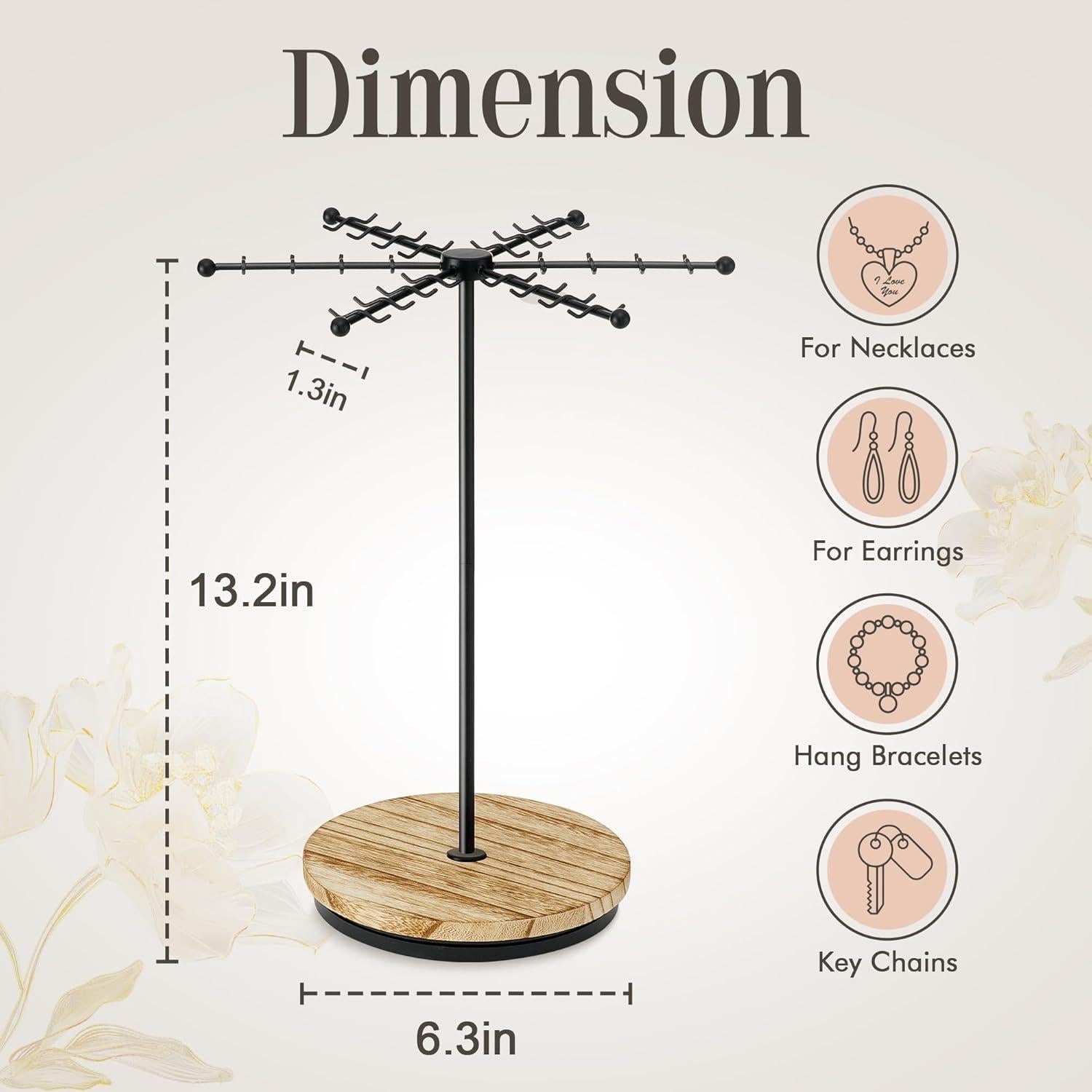 Soporte para Collares Poyilooo Negro - Organizador Rotativo 48 Ganchos