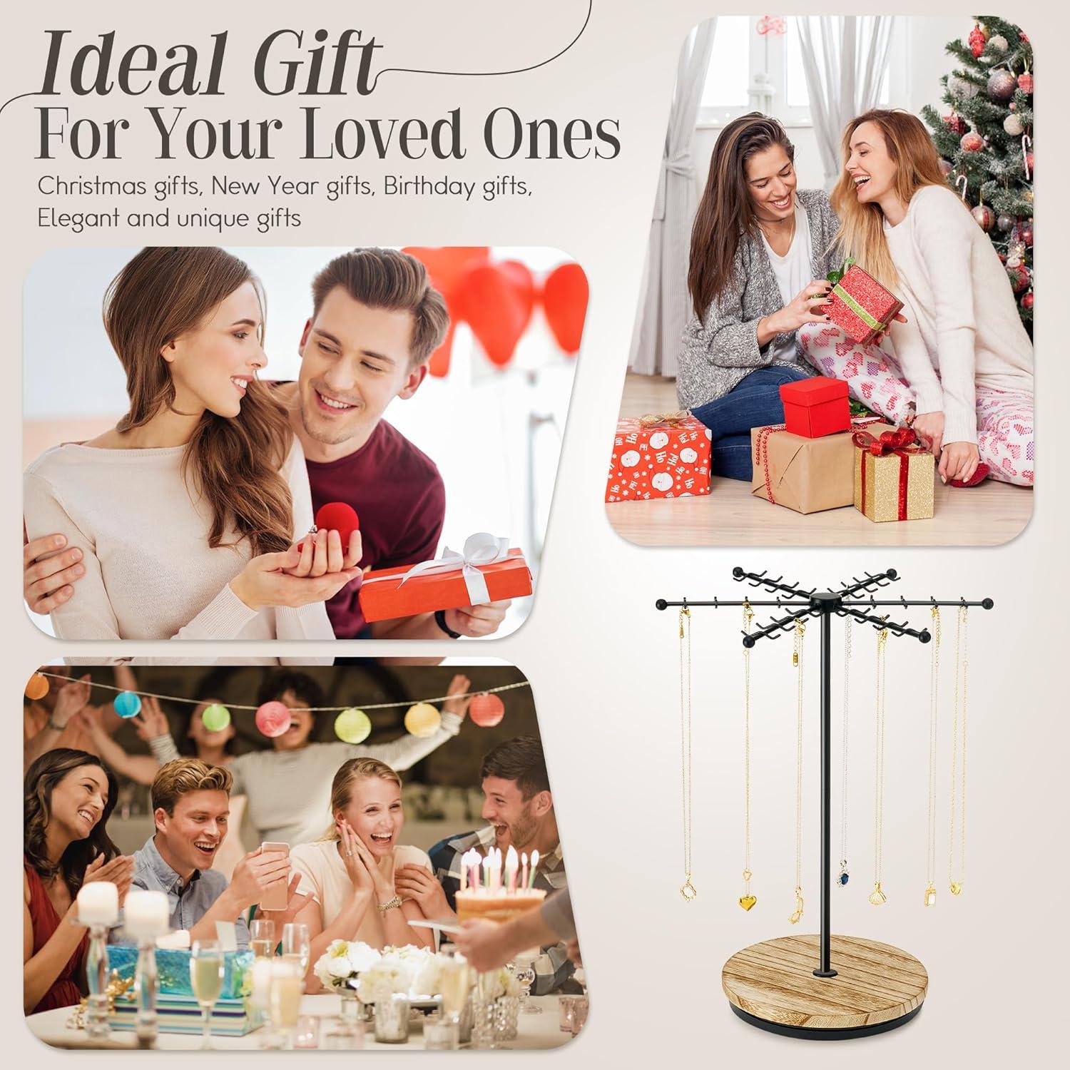 Soporte para Collares Poyilooo Negro - Organizador Rotativo 48 Ganchos