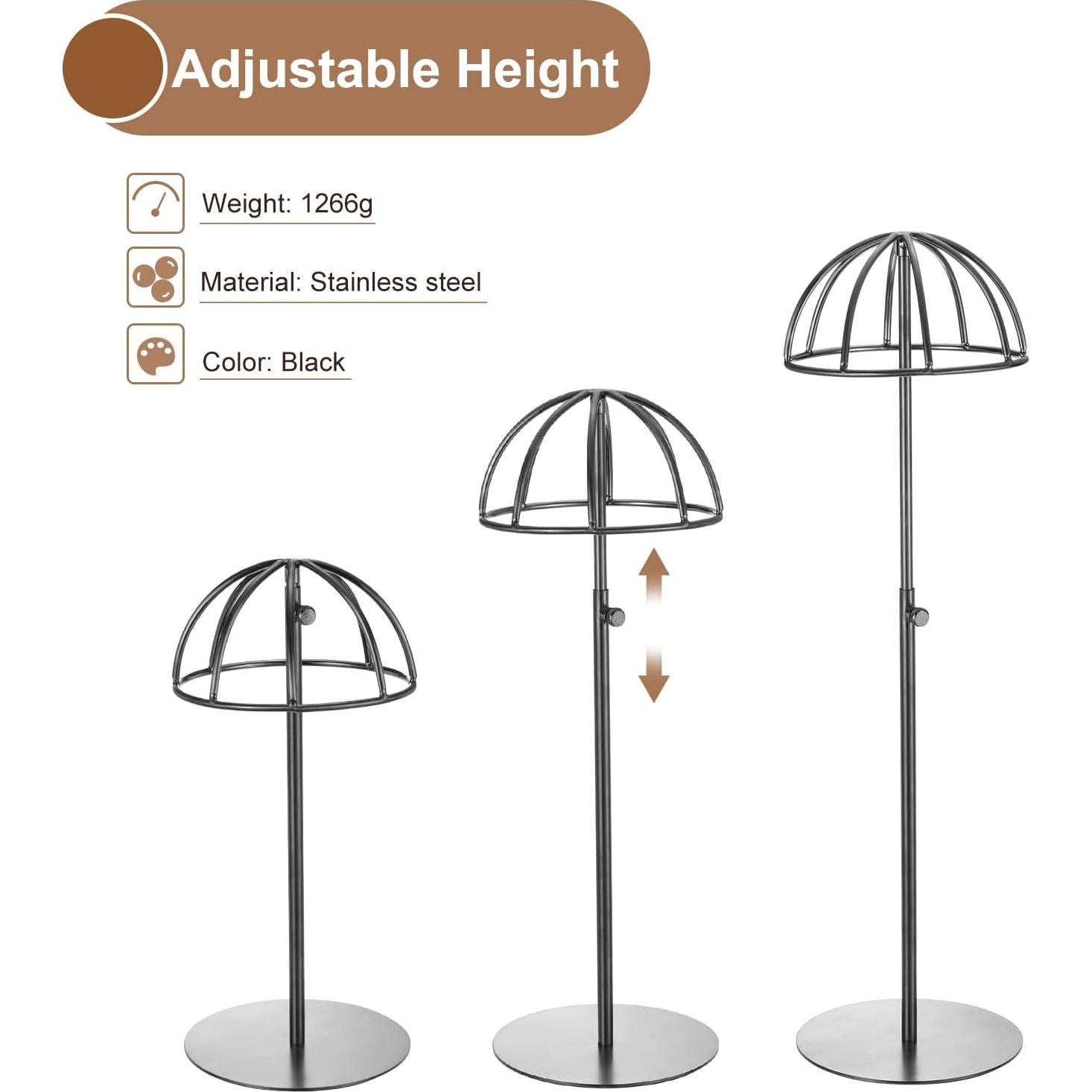 Soporte de Exhibición de Sombreros uxcell - Metal Ajustable 2 Pzas