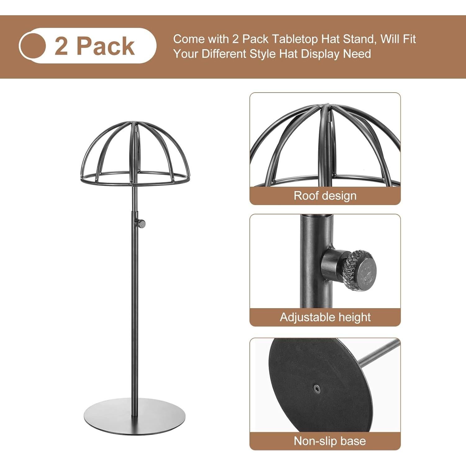 Soporte de Exhibición de Sombreros uxcell - Metal Ajustable 2 Pzas