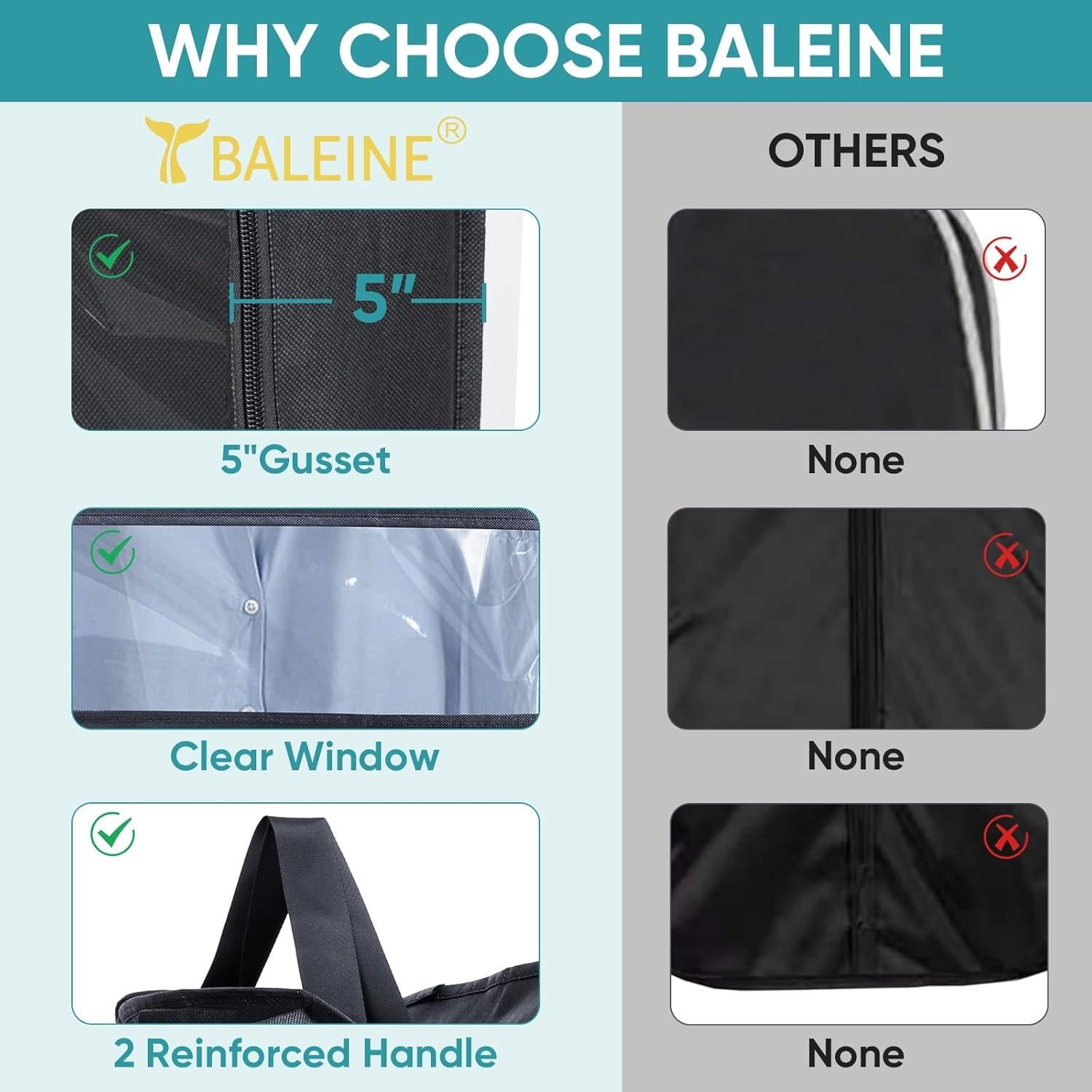 Bolsa de Ropa BALEINE 42" con Ventana Visual - 2 Piezas